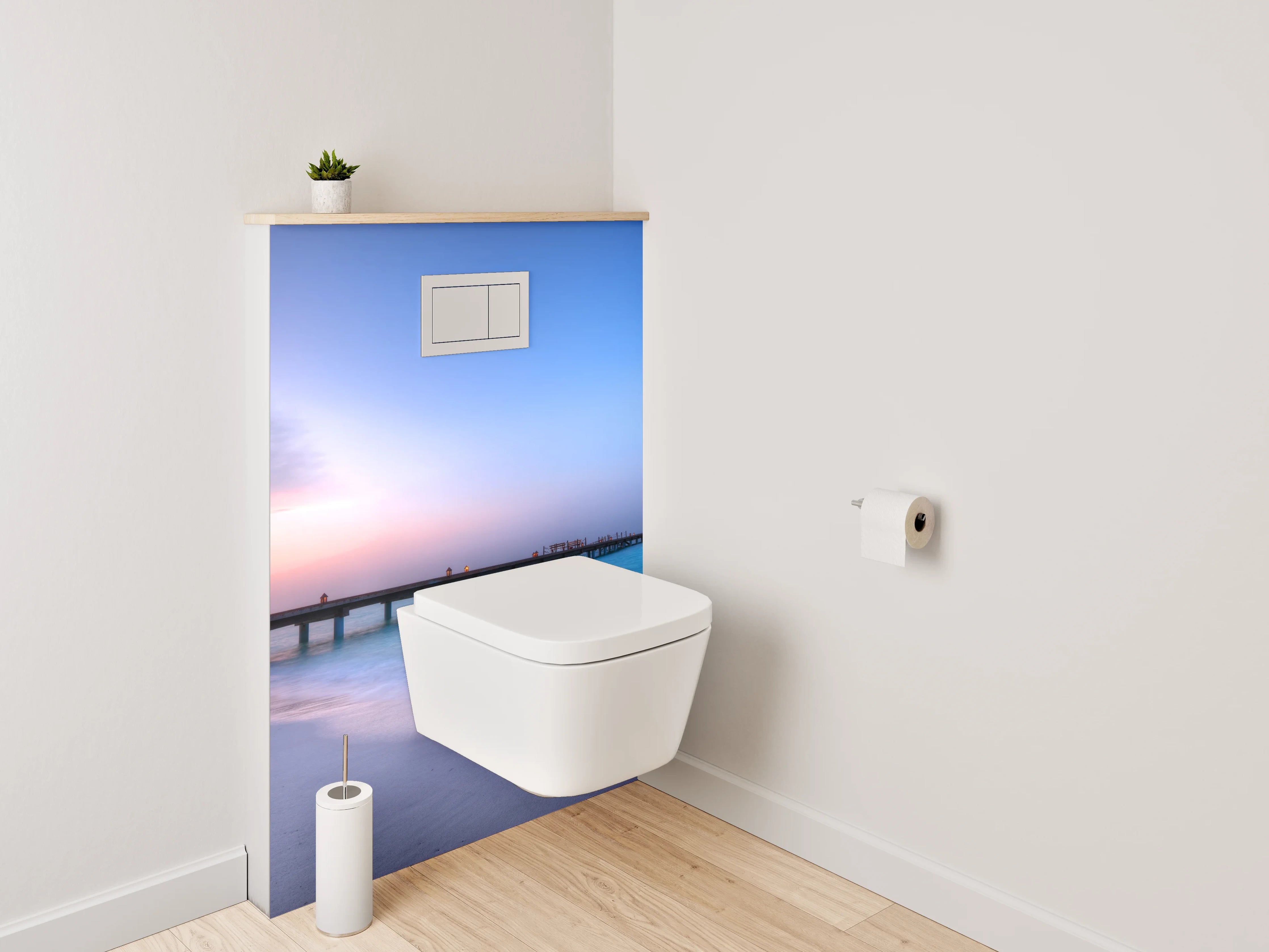 WC-Rückwand - Steg am Meer bei Sonnenuntergang