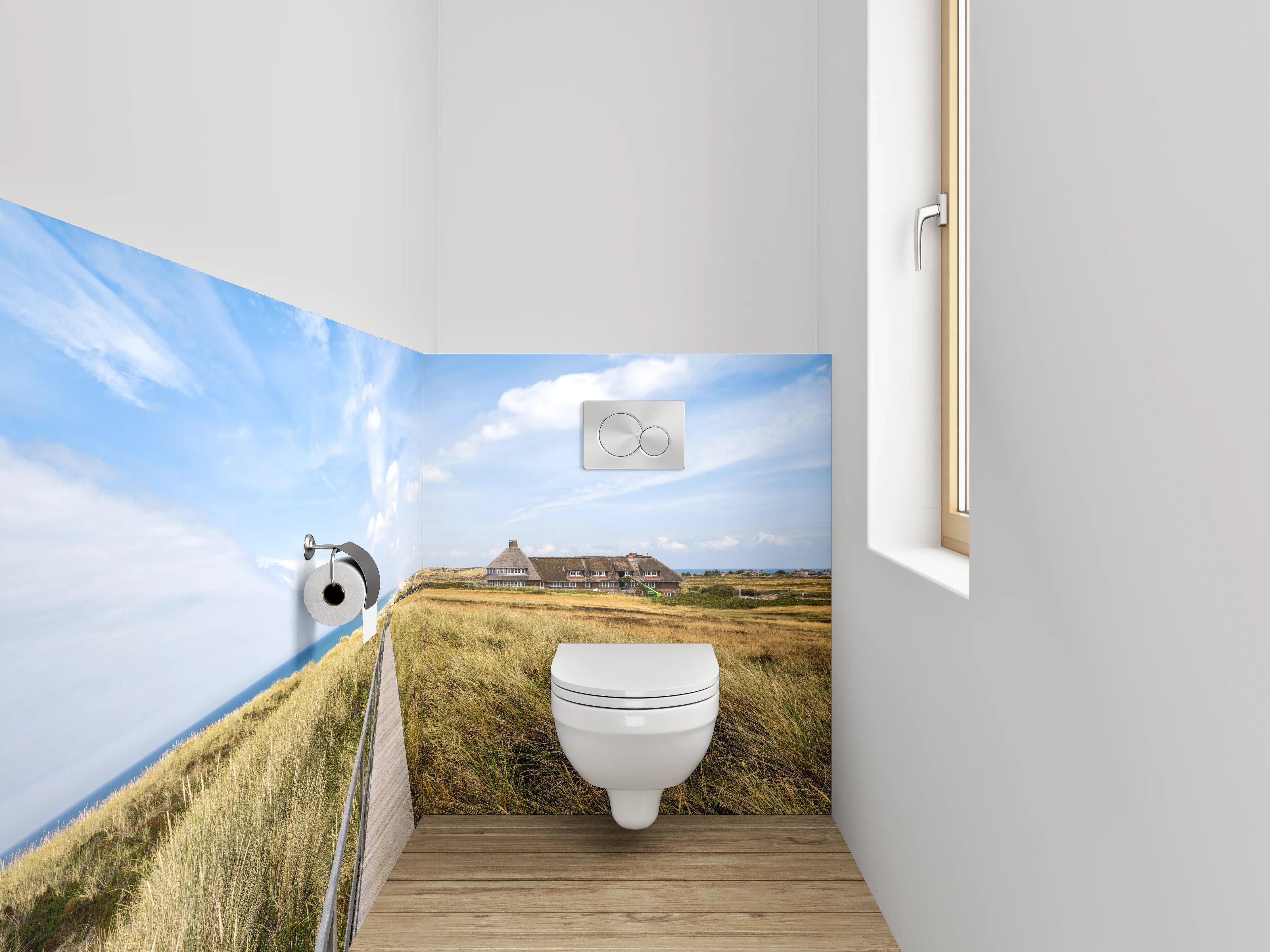 WC-Rückwand - Steg zur Nordsee-Landschaft