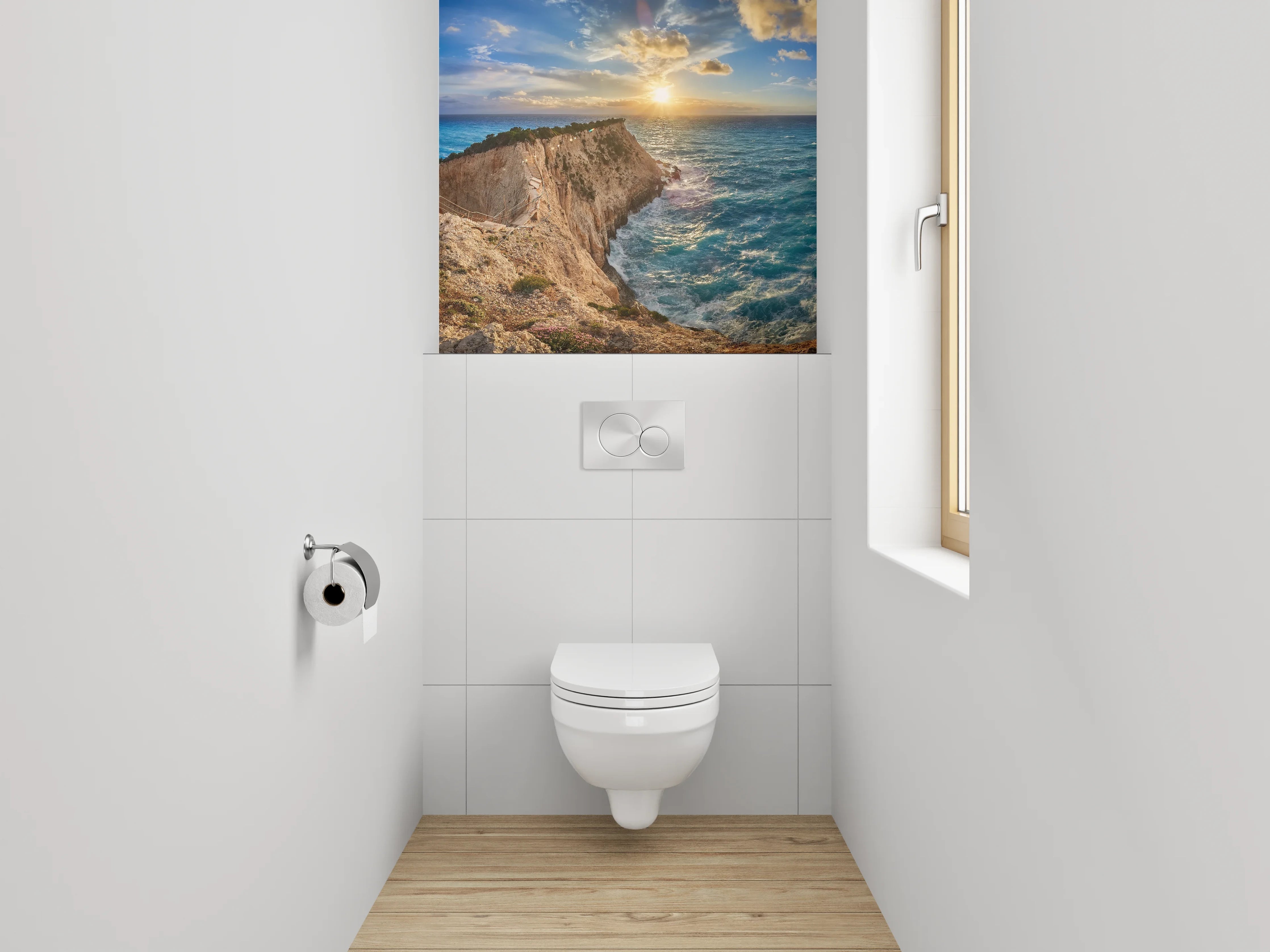WC-Rückwand - Steile Klippen am türkisblauen Meer