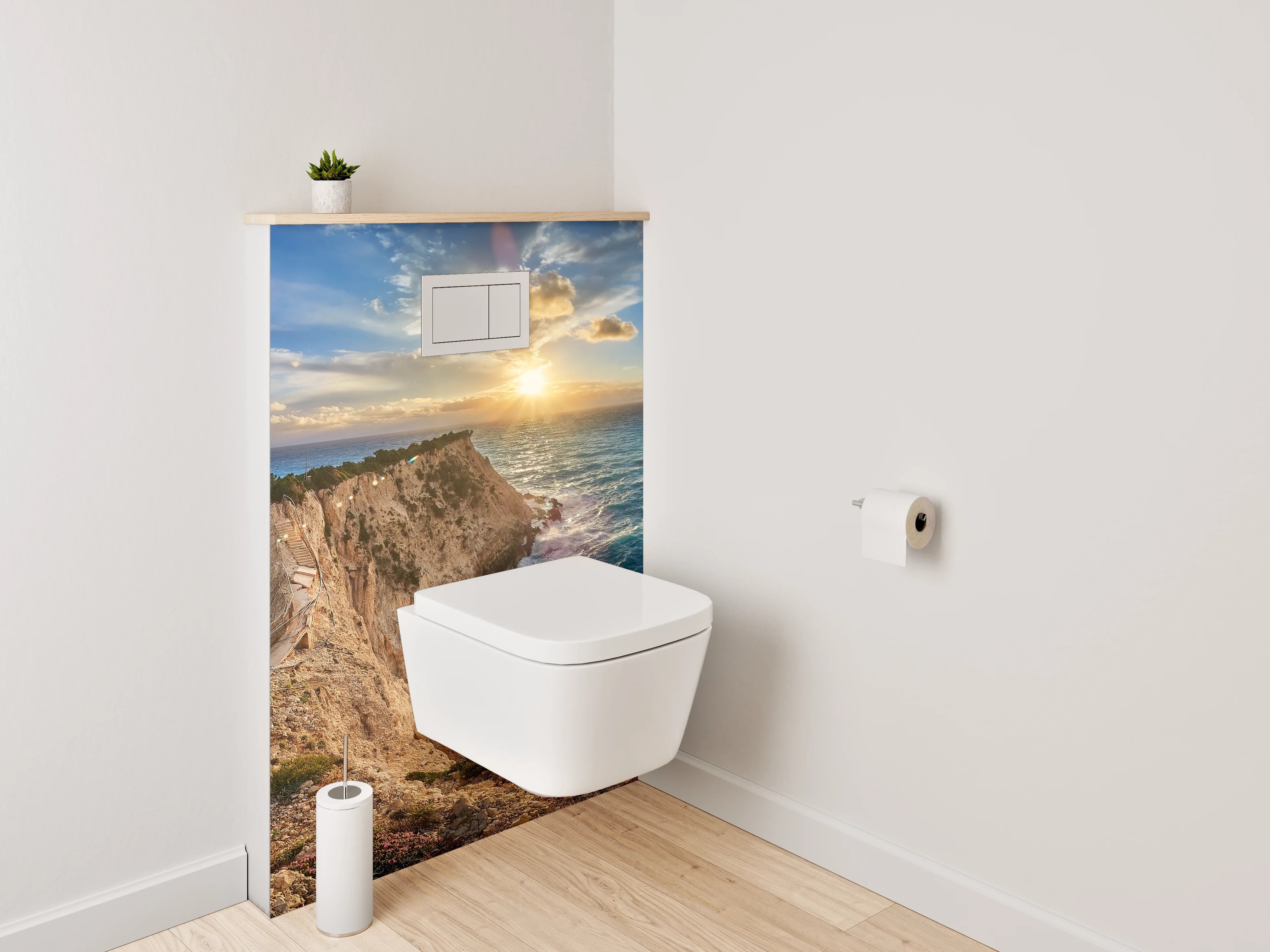 WC-Rückwand - Steile Klippen am türkisblauen Meer