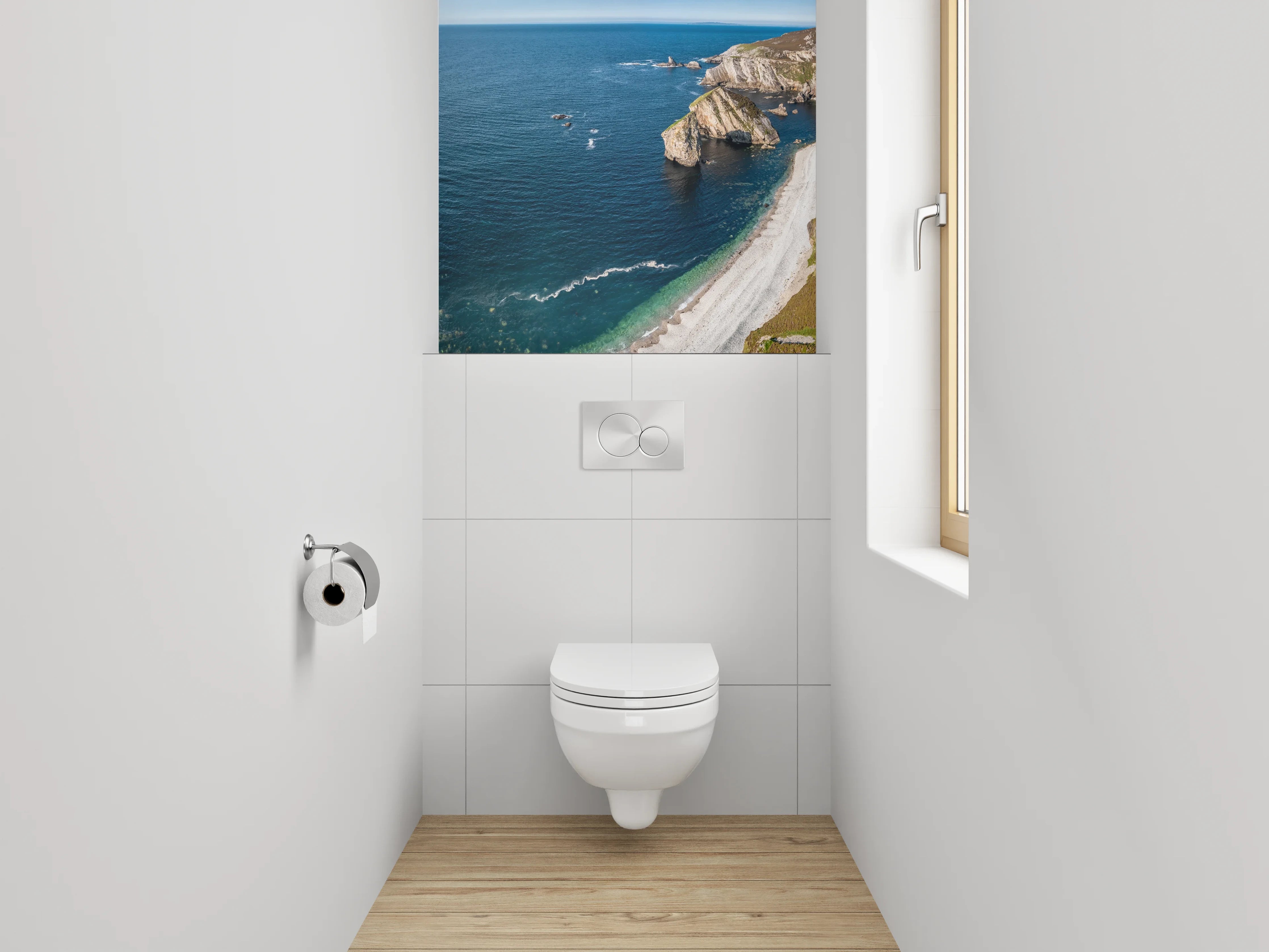 WC-Rückwand - Steilküste am türkisblauen Meer