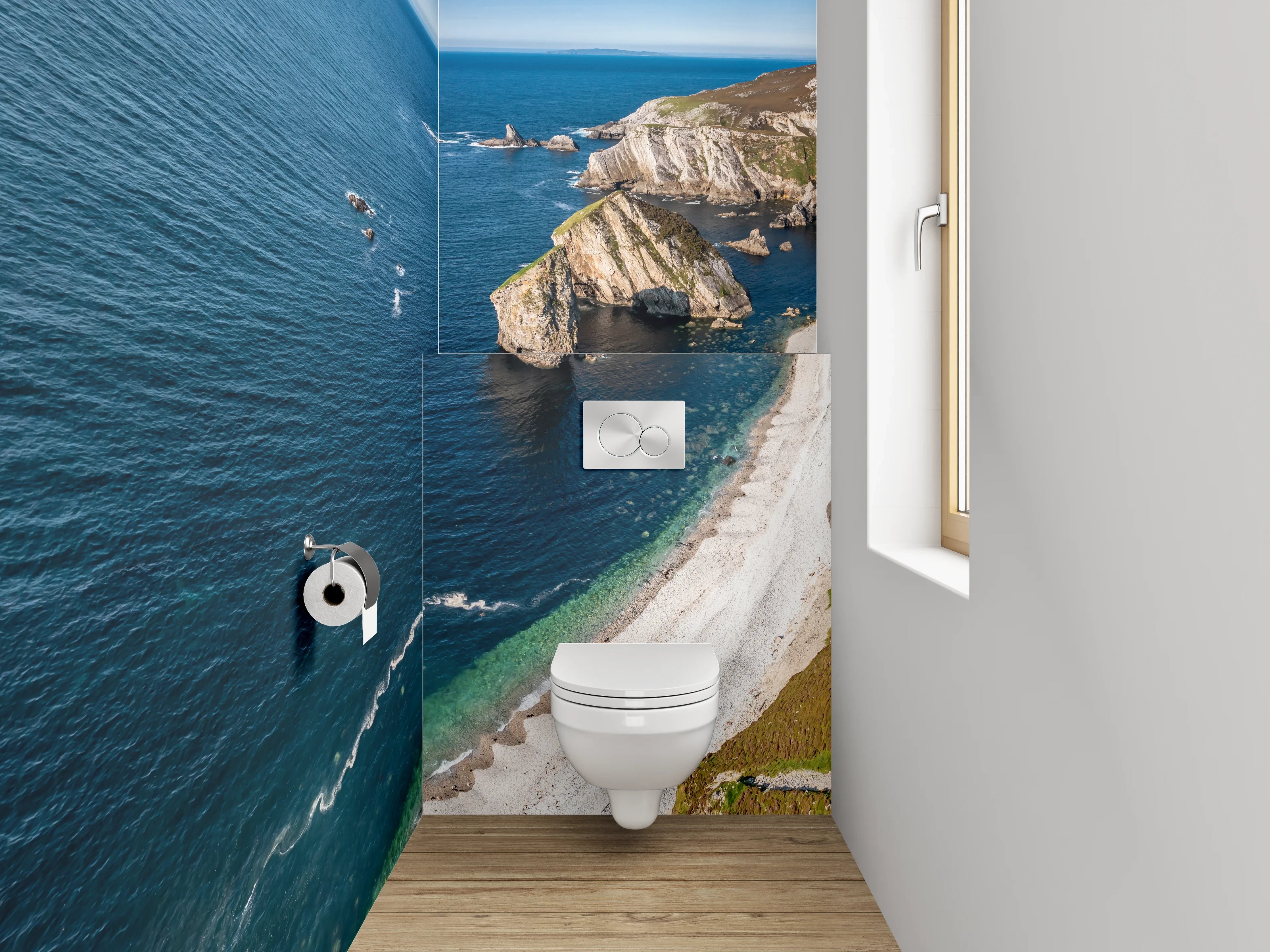 WC-Rückwand - Steilküste am türkisblauen Meer