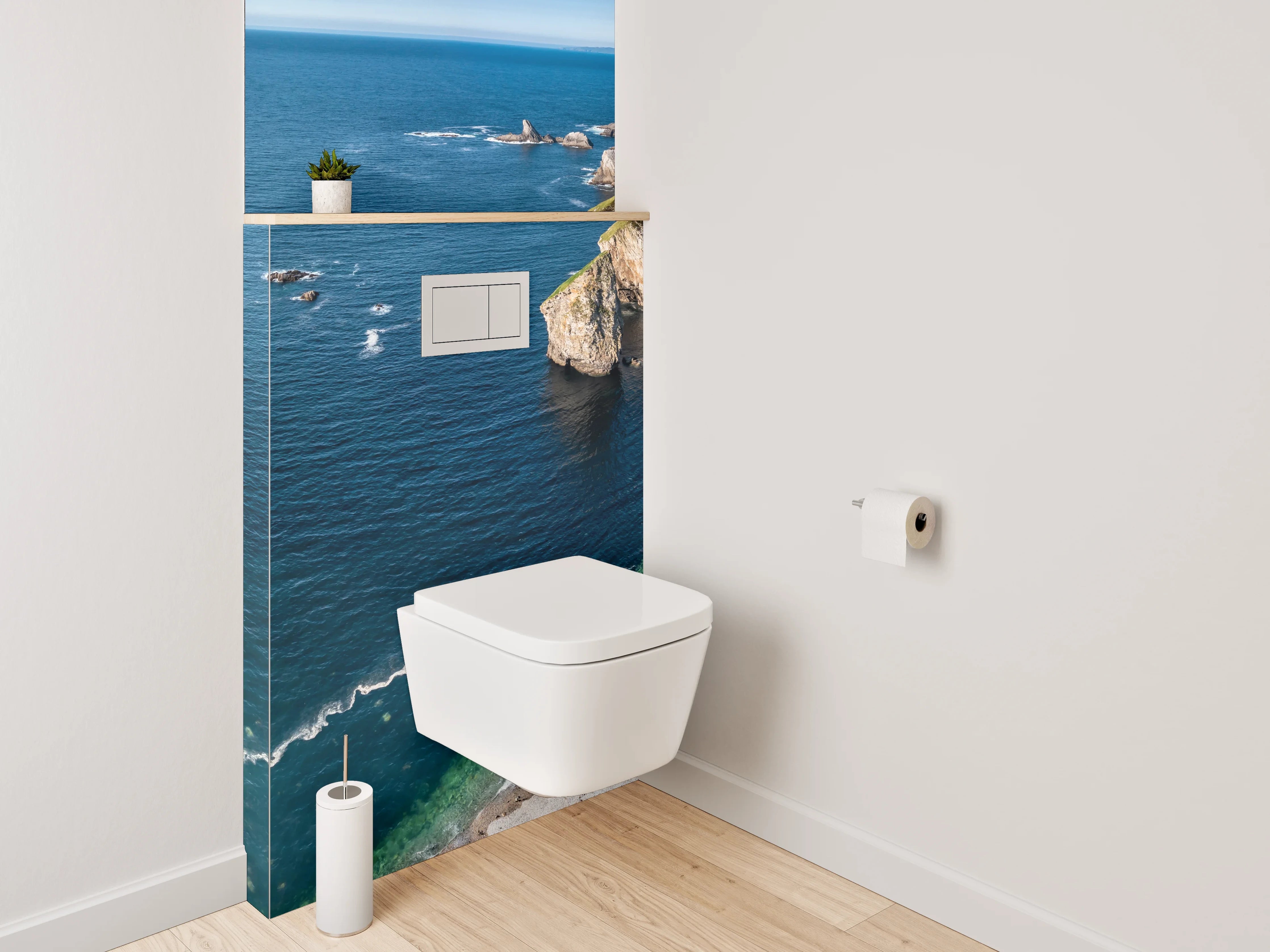 WC-Rückwand - Steilküste am türkisblauen Meer