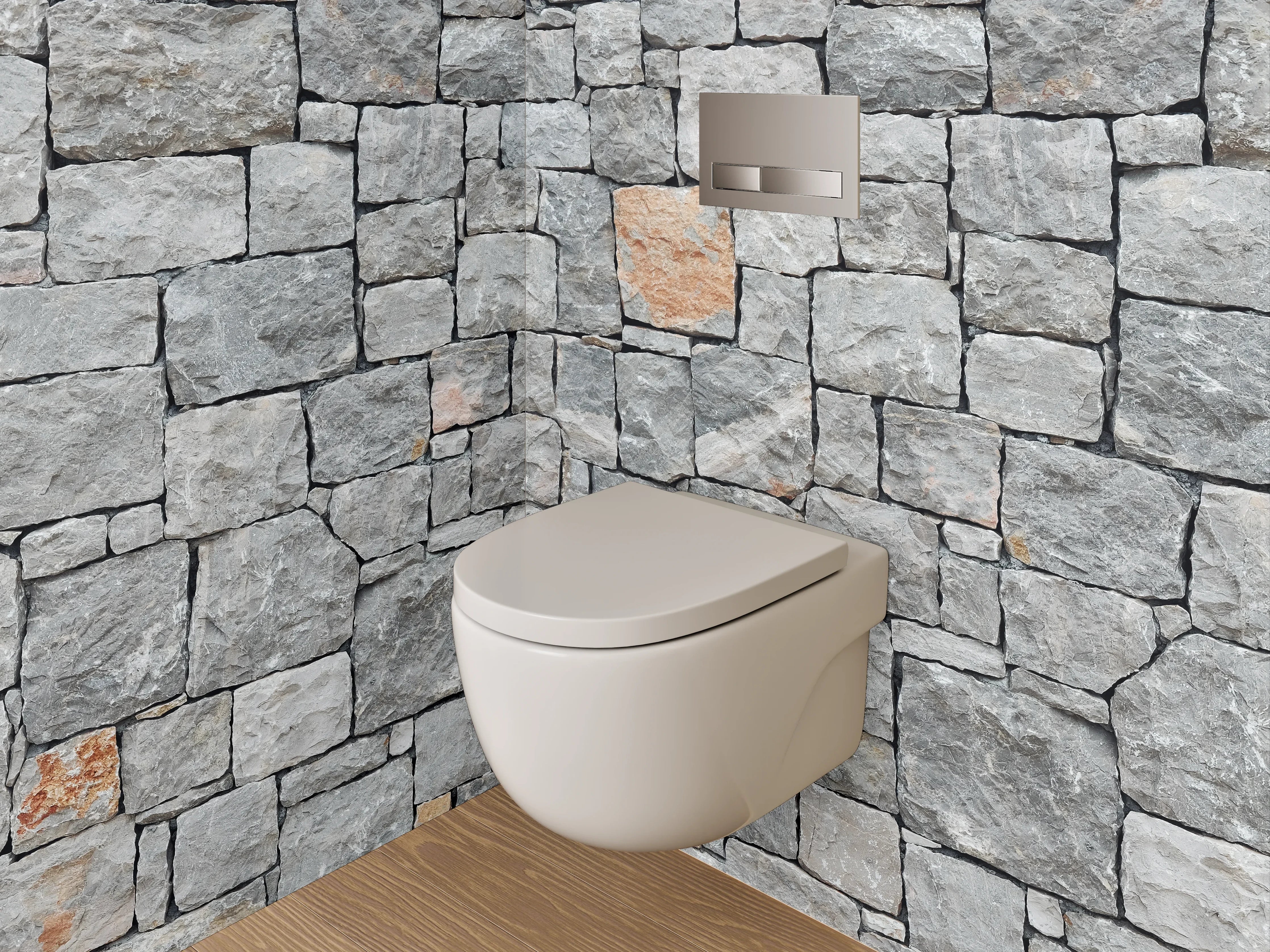 WC-Rückwand - Steinmauer Grau Wanddekor