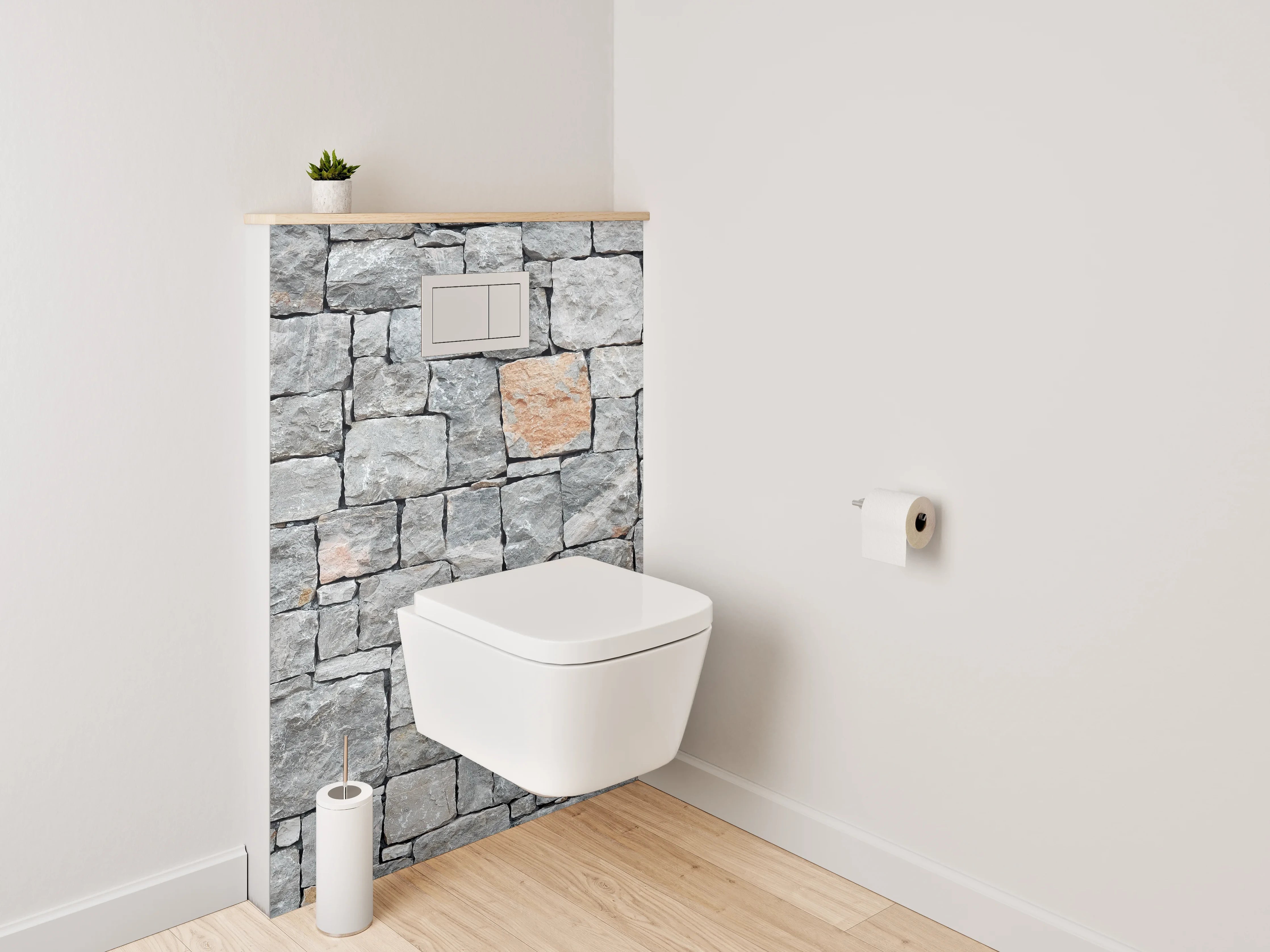 WC-Rückwand - Steinmauer Grau Wanddekor