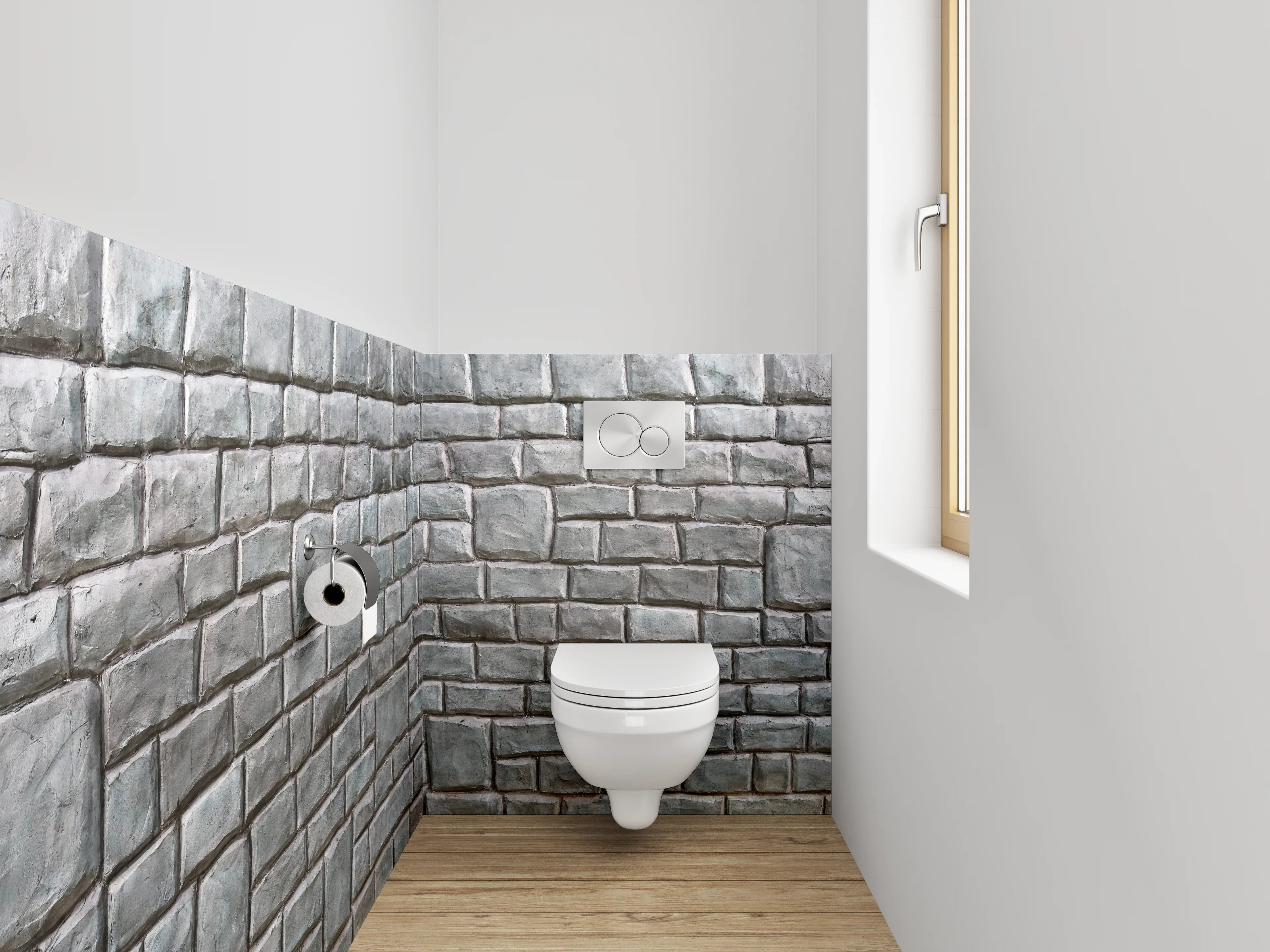WC-Rückwand - Steinmauer Optik Grau für Badezimmer