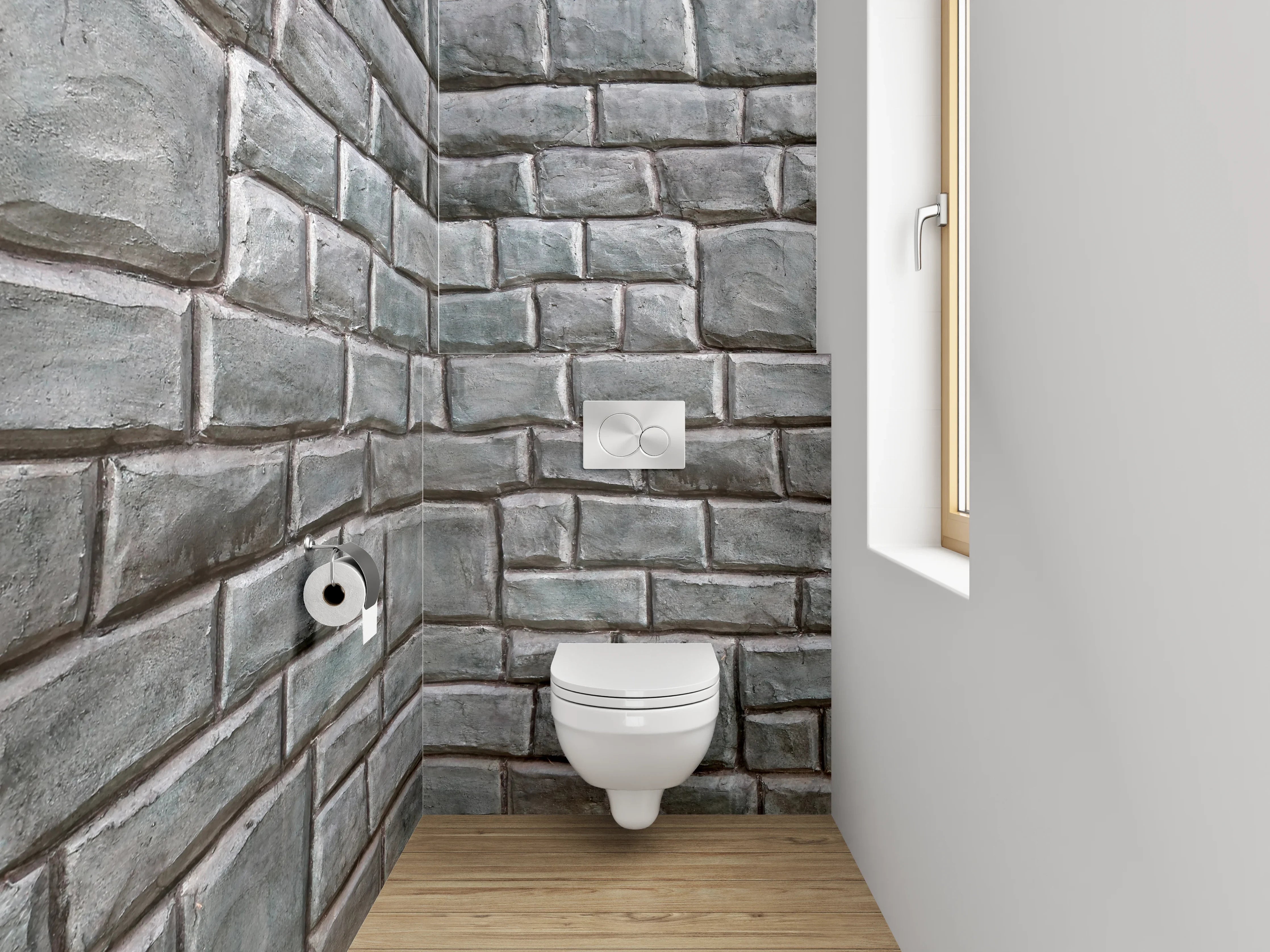 WC-Rückwand - Steinmauer Optik Grau für Badezimmer