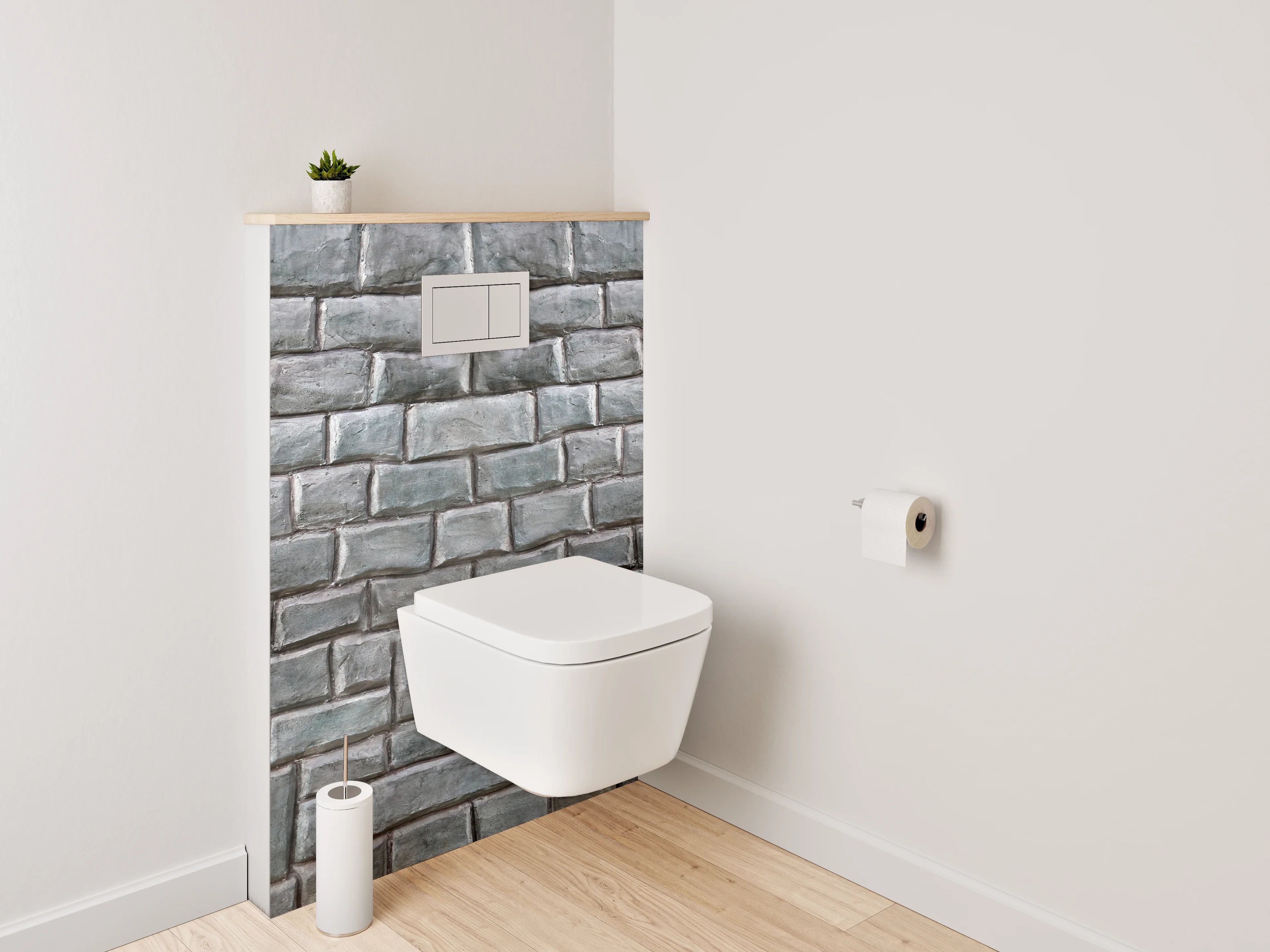 WC-Rückwand - Steinmauer Optik Grau für Badezimmer