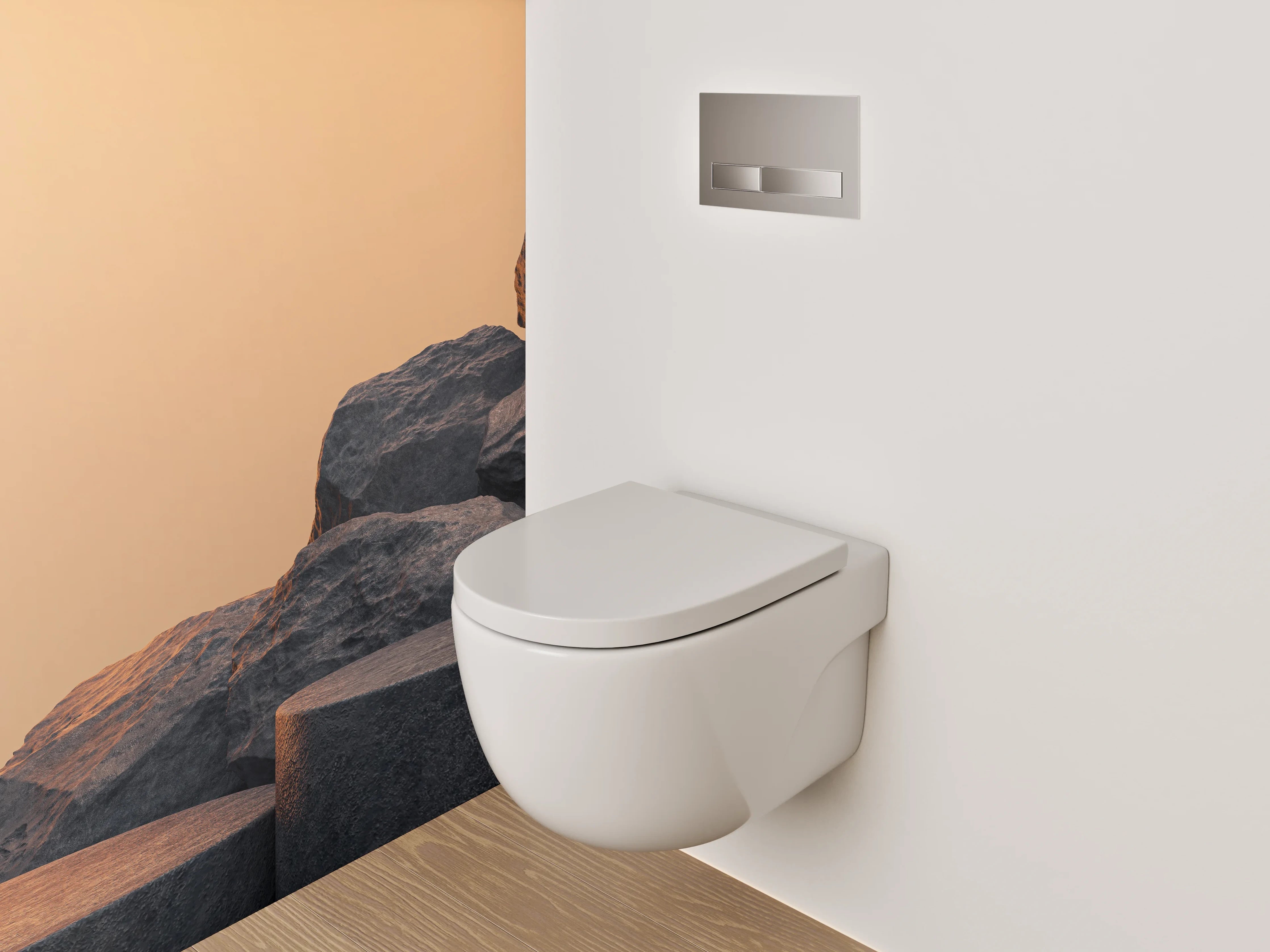 WC-Rückwand - Steinoptik Felsformation Sonnenuntergang