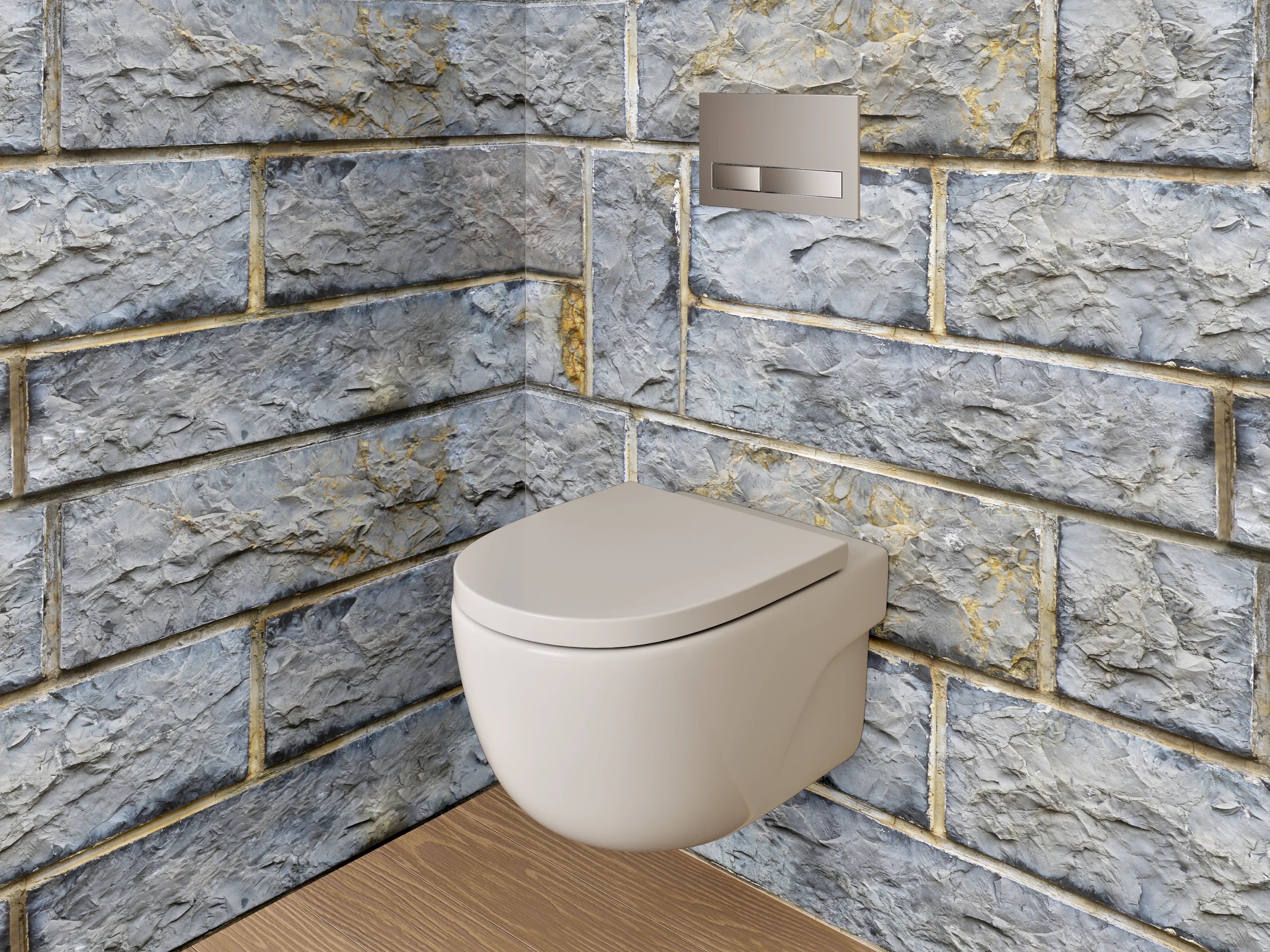 WC-Rückwand - Steinoptik Wandfliesen Grau-Blau