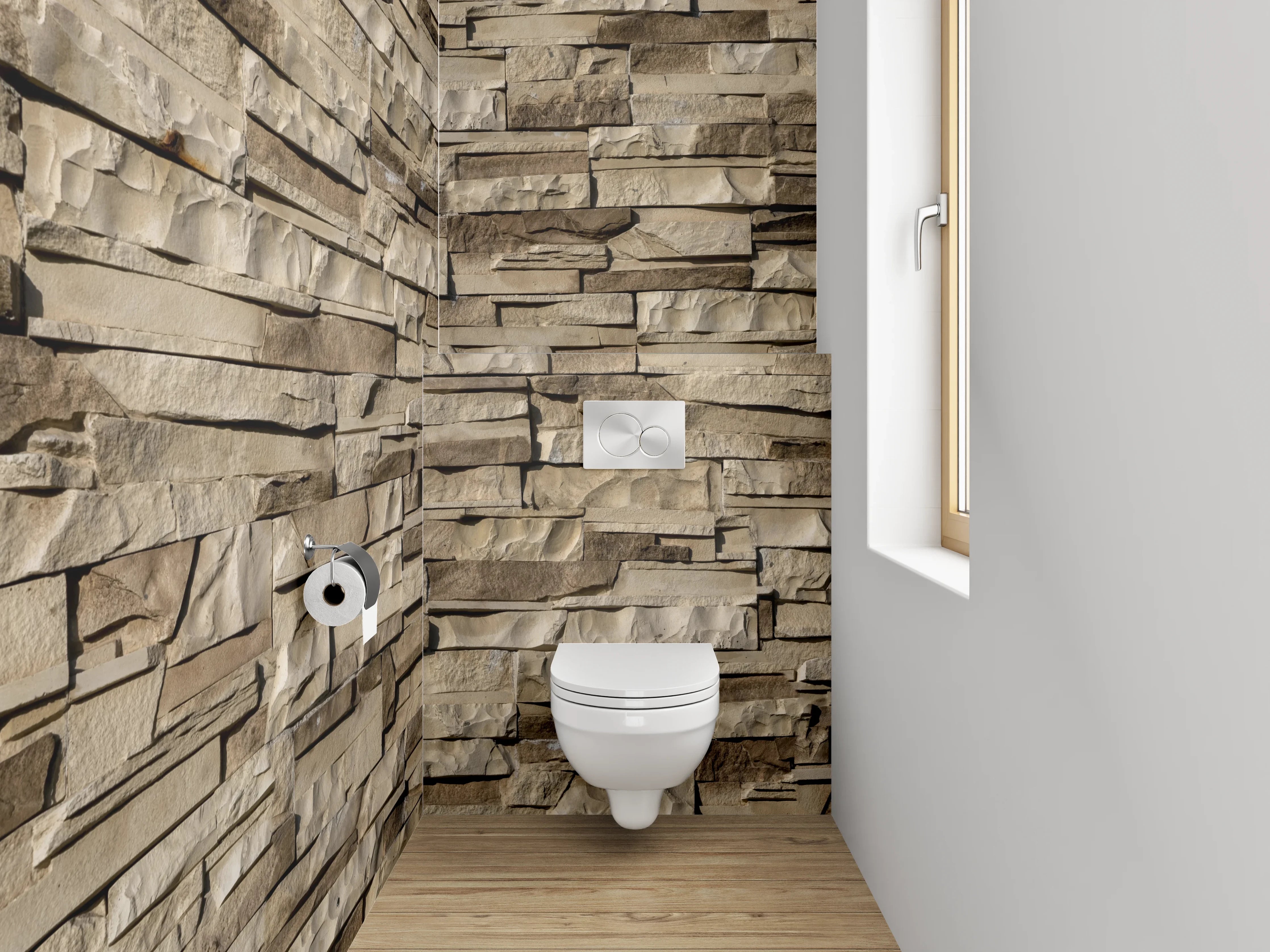 WC-Rückwand - Steinoptik Wandverkleidung Badezimmer