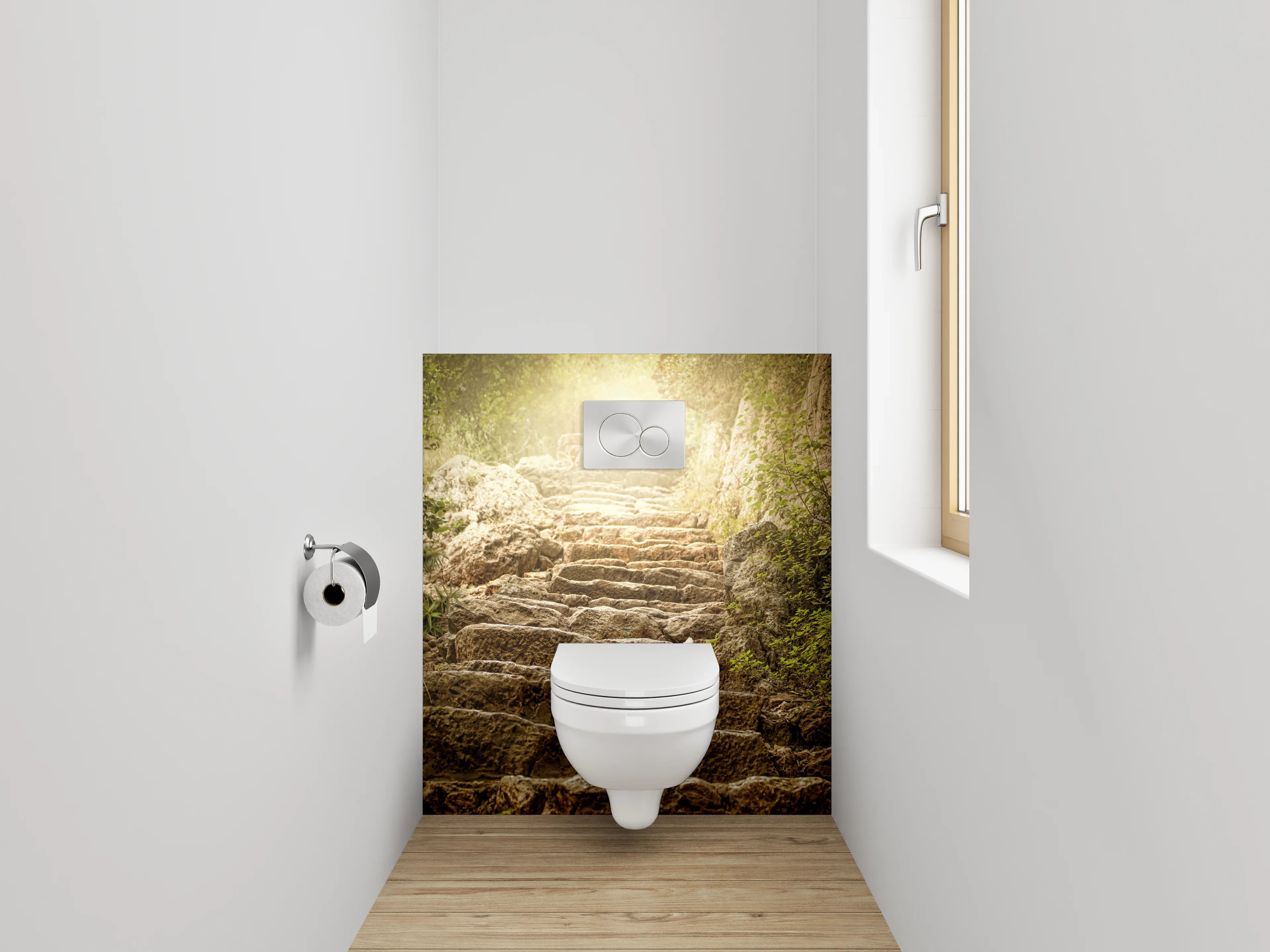 WC-Rückwand - Steintreppe im Sonnenlicht