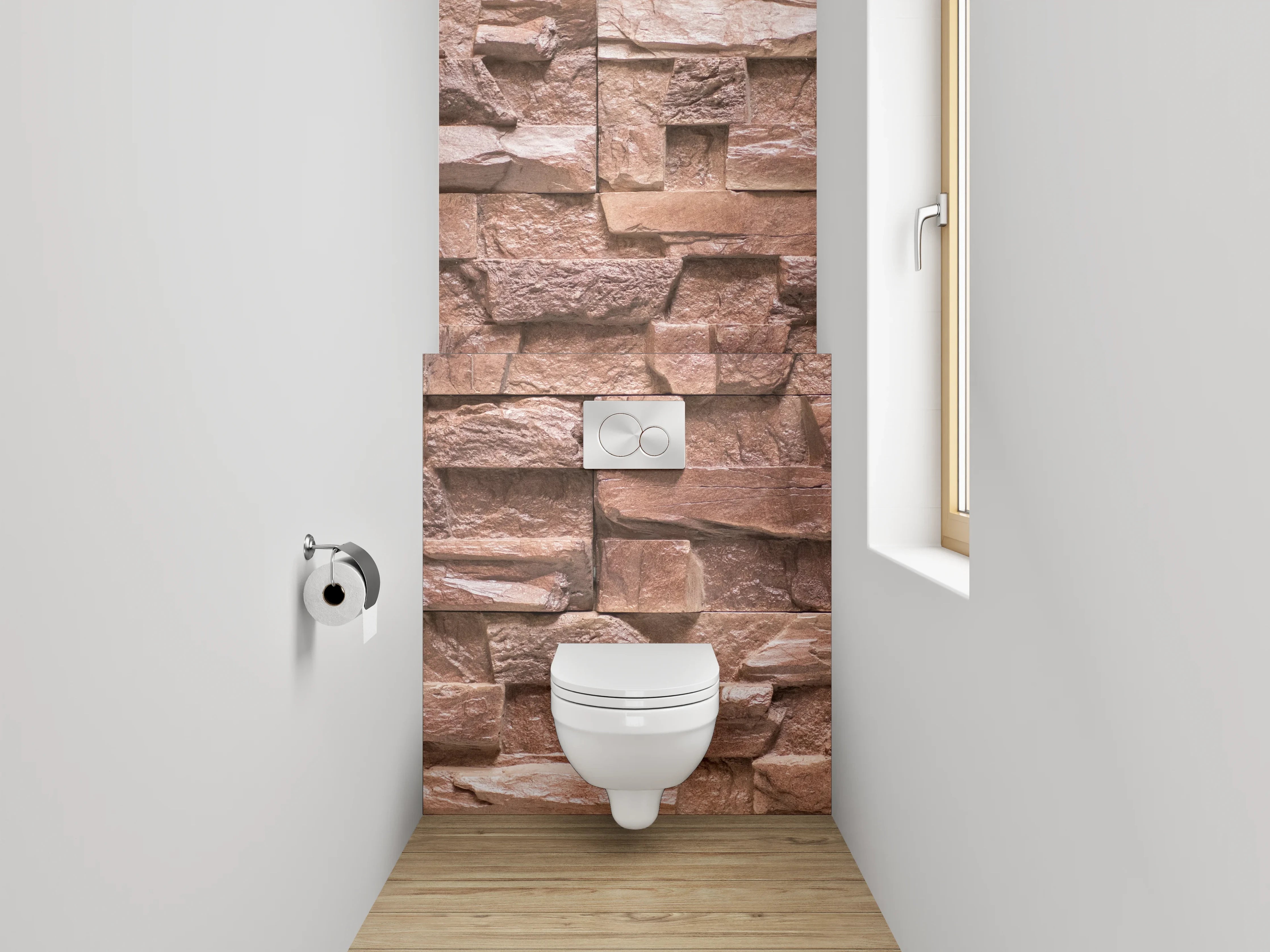 WC-Rückwand - Steinwand Optik Braun Rustikal