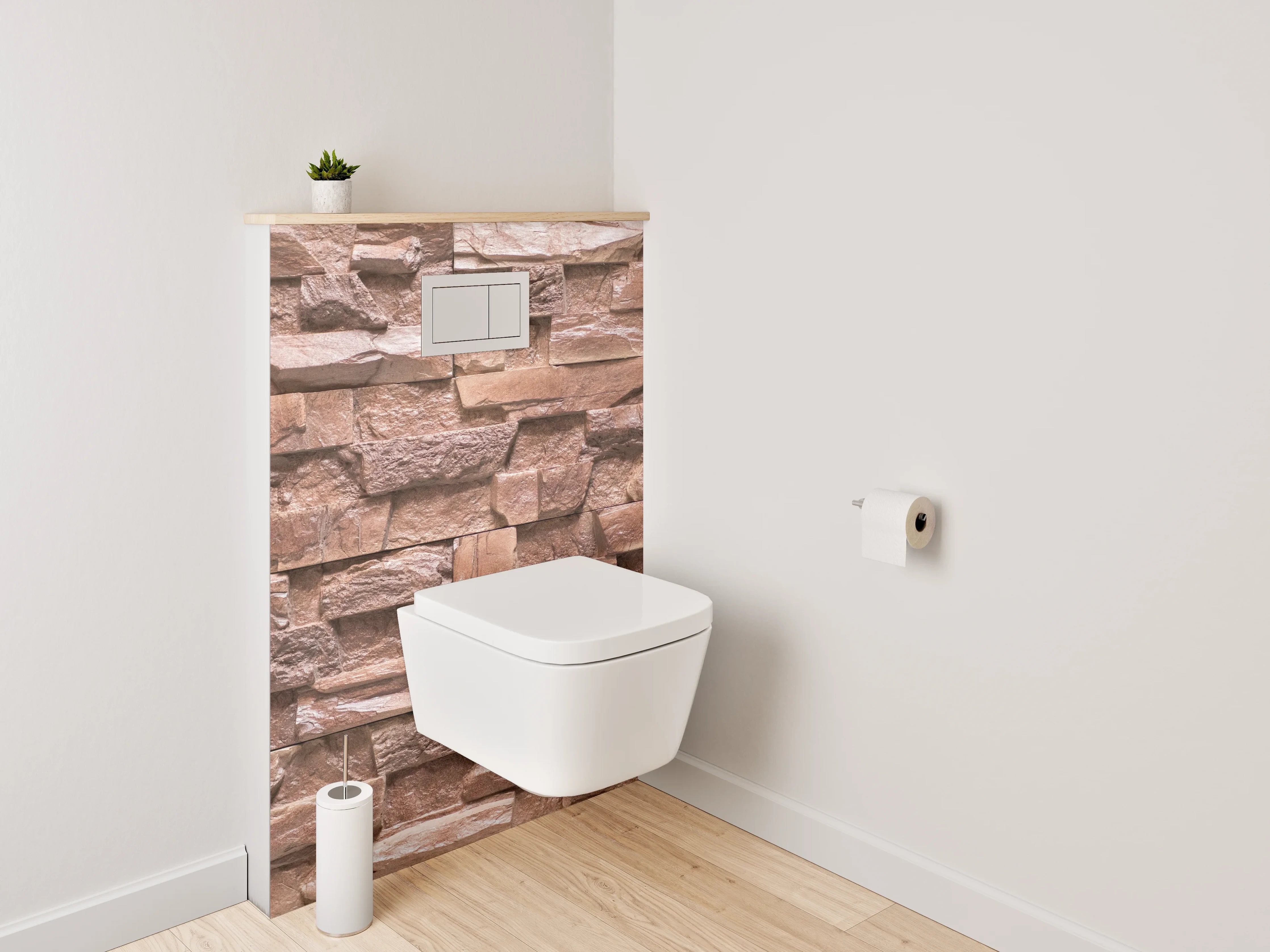 WC-Rückwand - Steinwand Optik Braun Rustikal