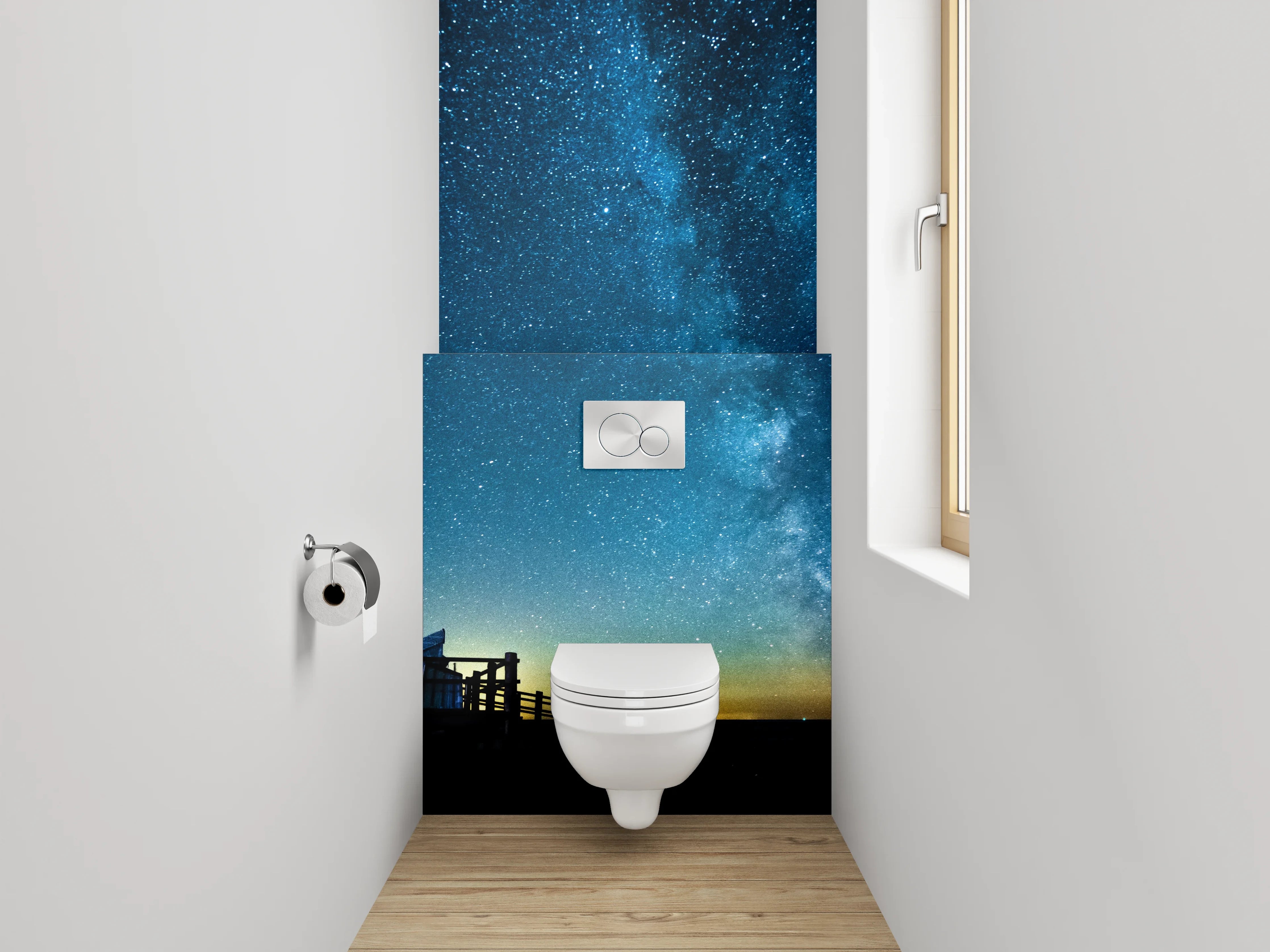 WC-Rückwand - Sternenhimmel am Meer Panorama