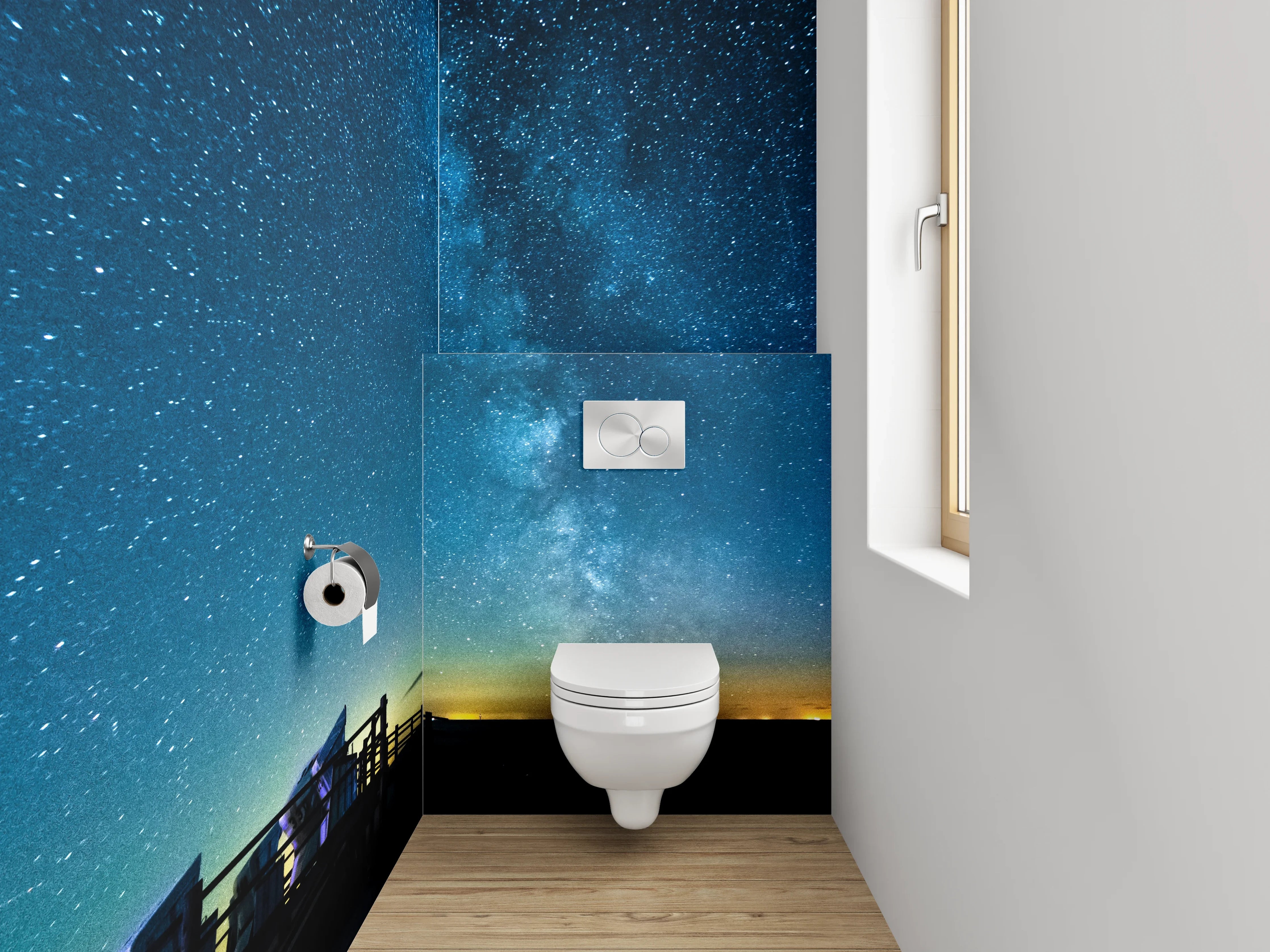 WC-Rückwand - Sternenhimmel am Meer Panorama