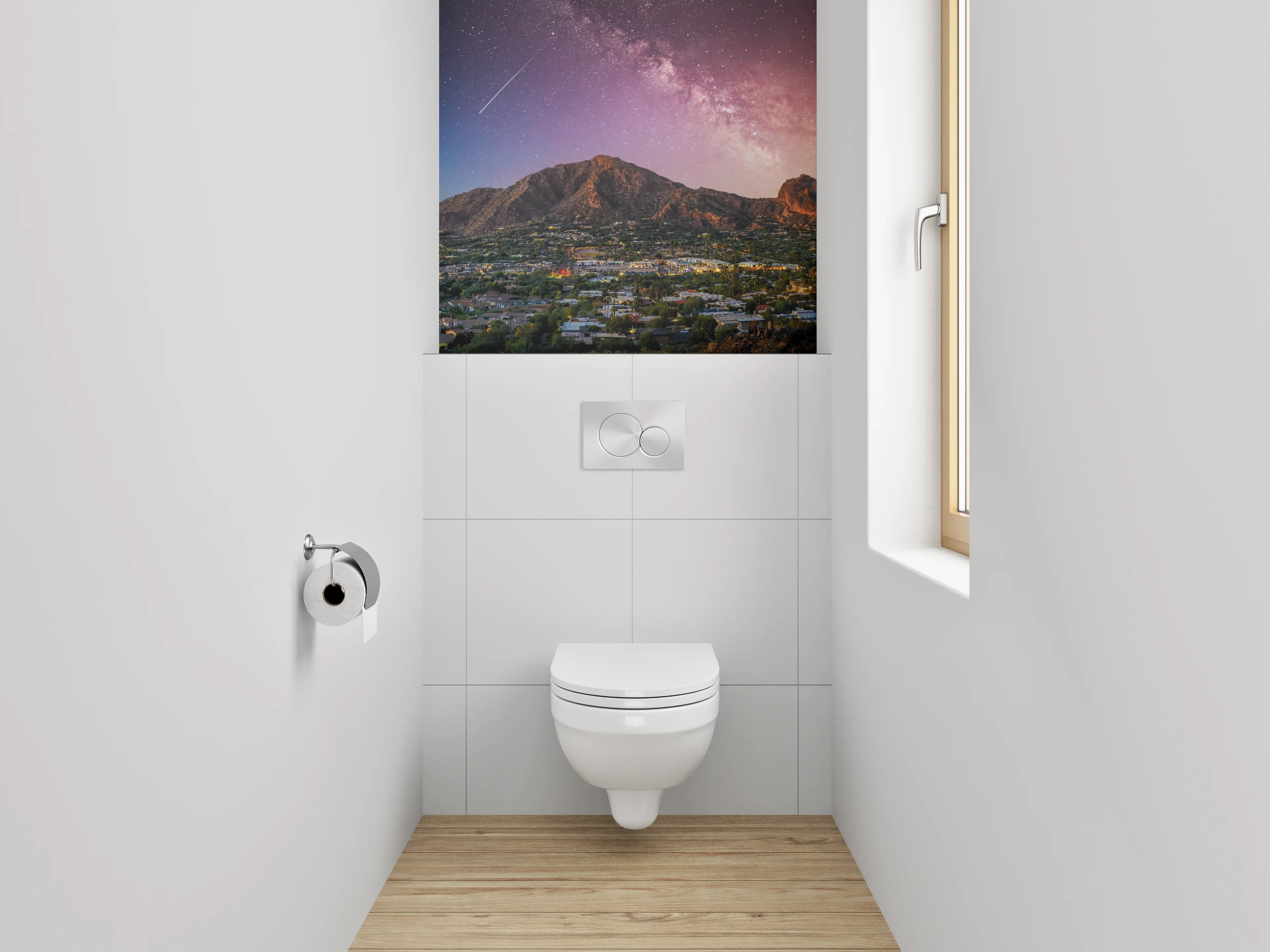 WC-Rückwand - Sternenhimmel über Berglandschaft Panorama