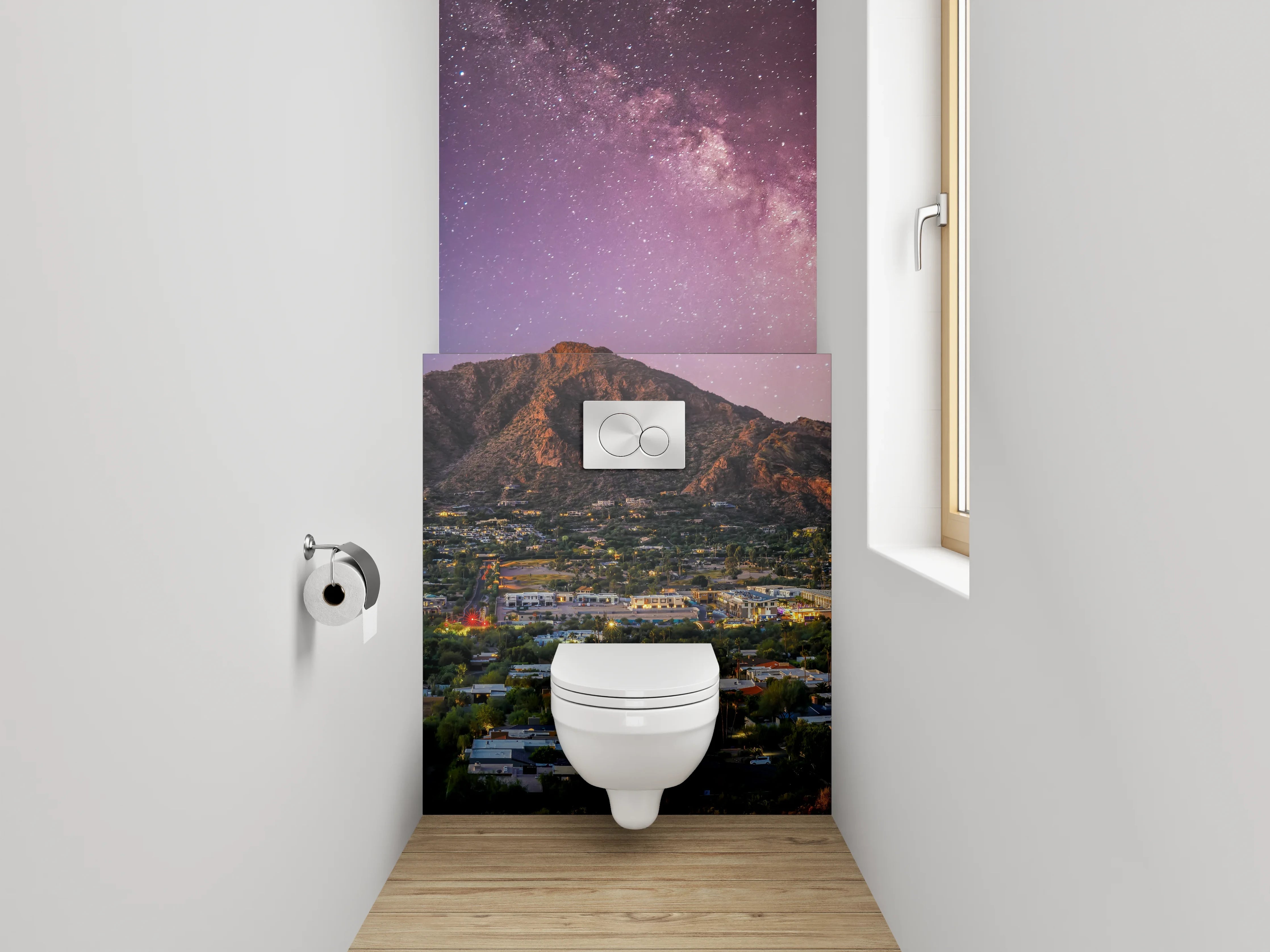 WC-Rückwand - Sternenhimmel über Berglandschaft Panorama