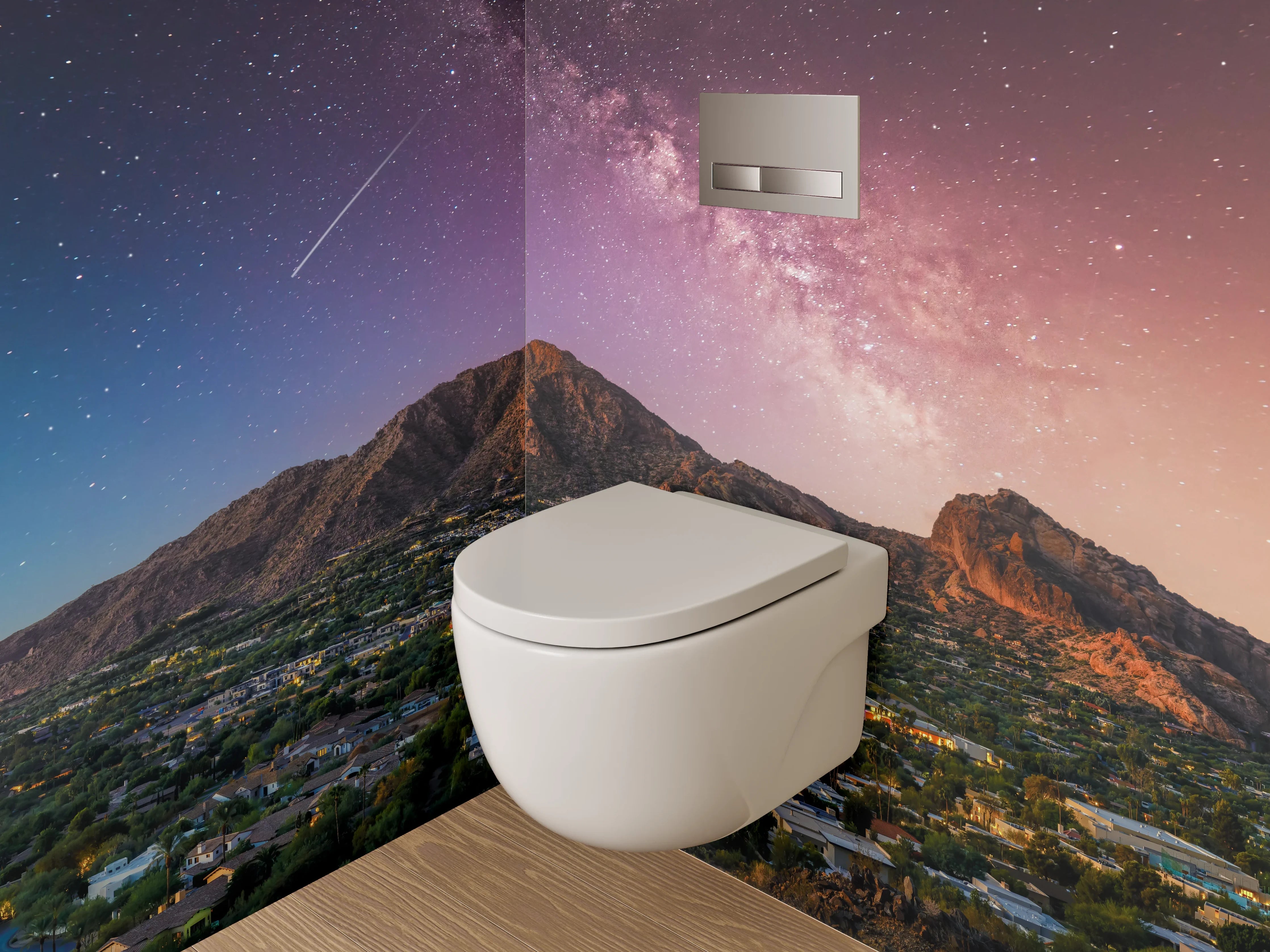 WC-Rückwand - Sternenhimmel über Berglandschaft Panorama