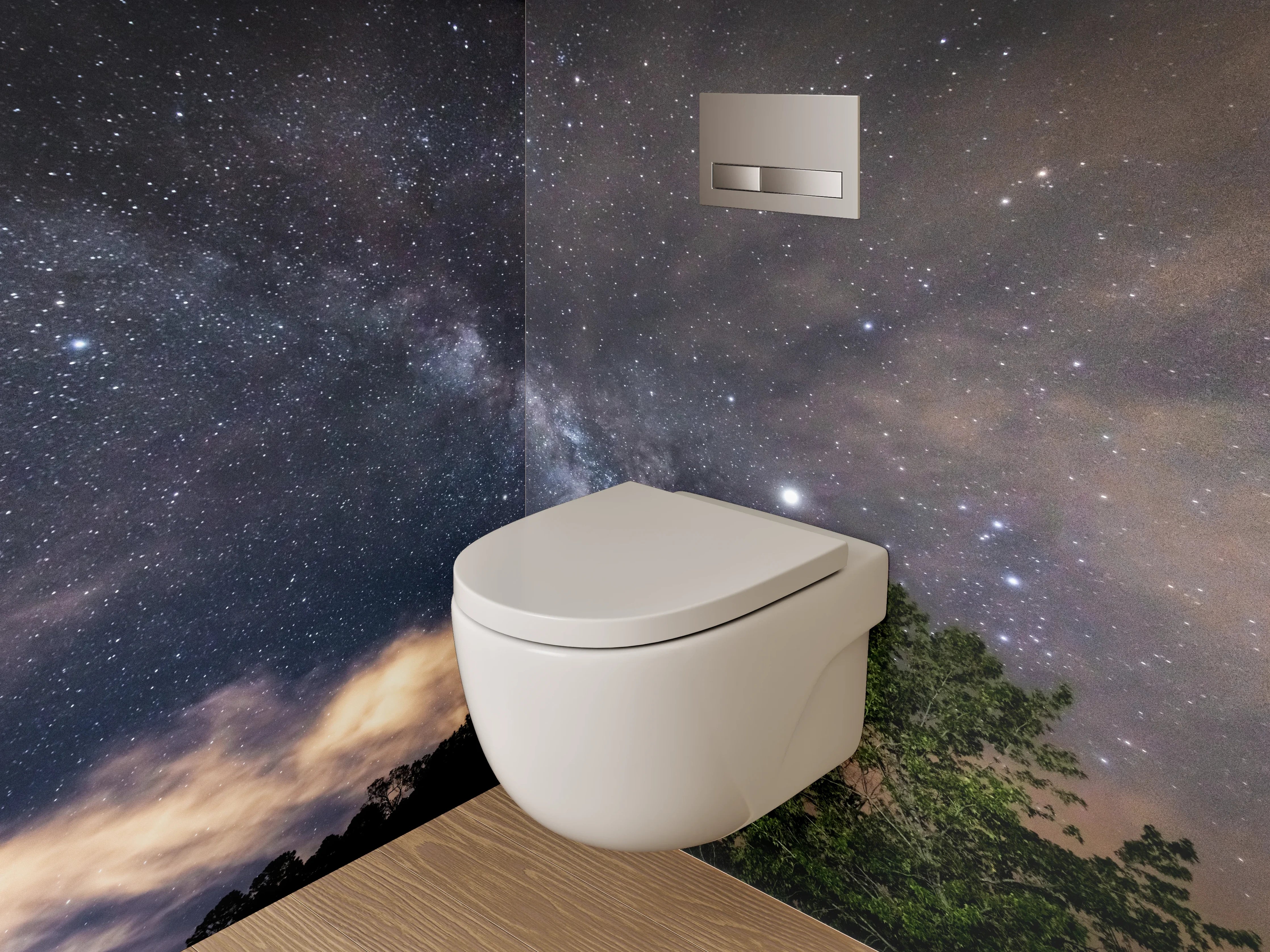 WC-Rückwand - Sternenhimmel über der Natur