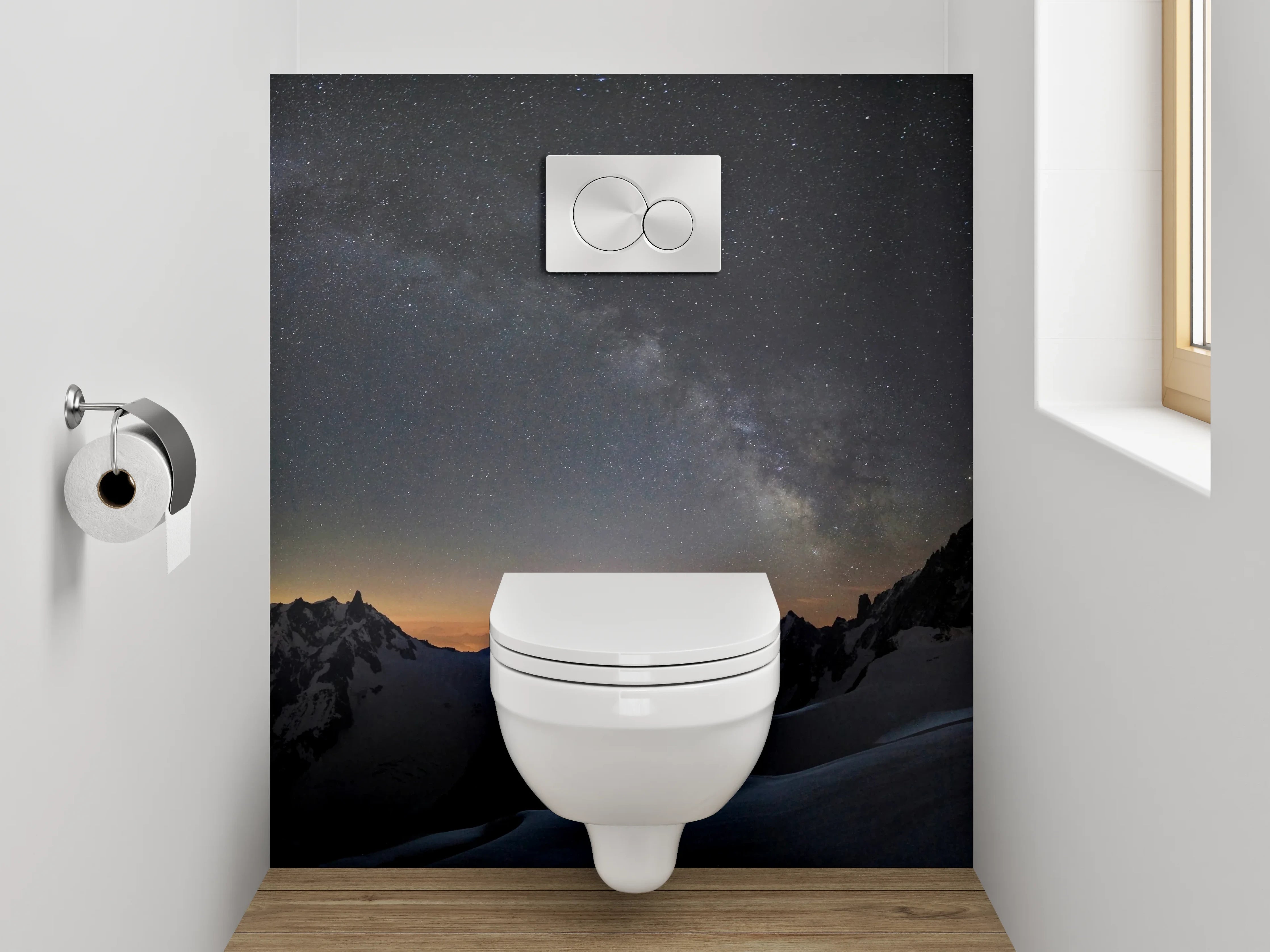 WC-Rückwand - Sternenklare Alpennacht Panorama
