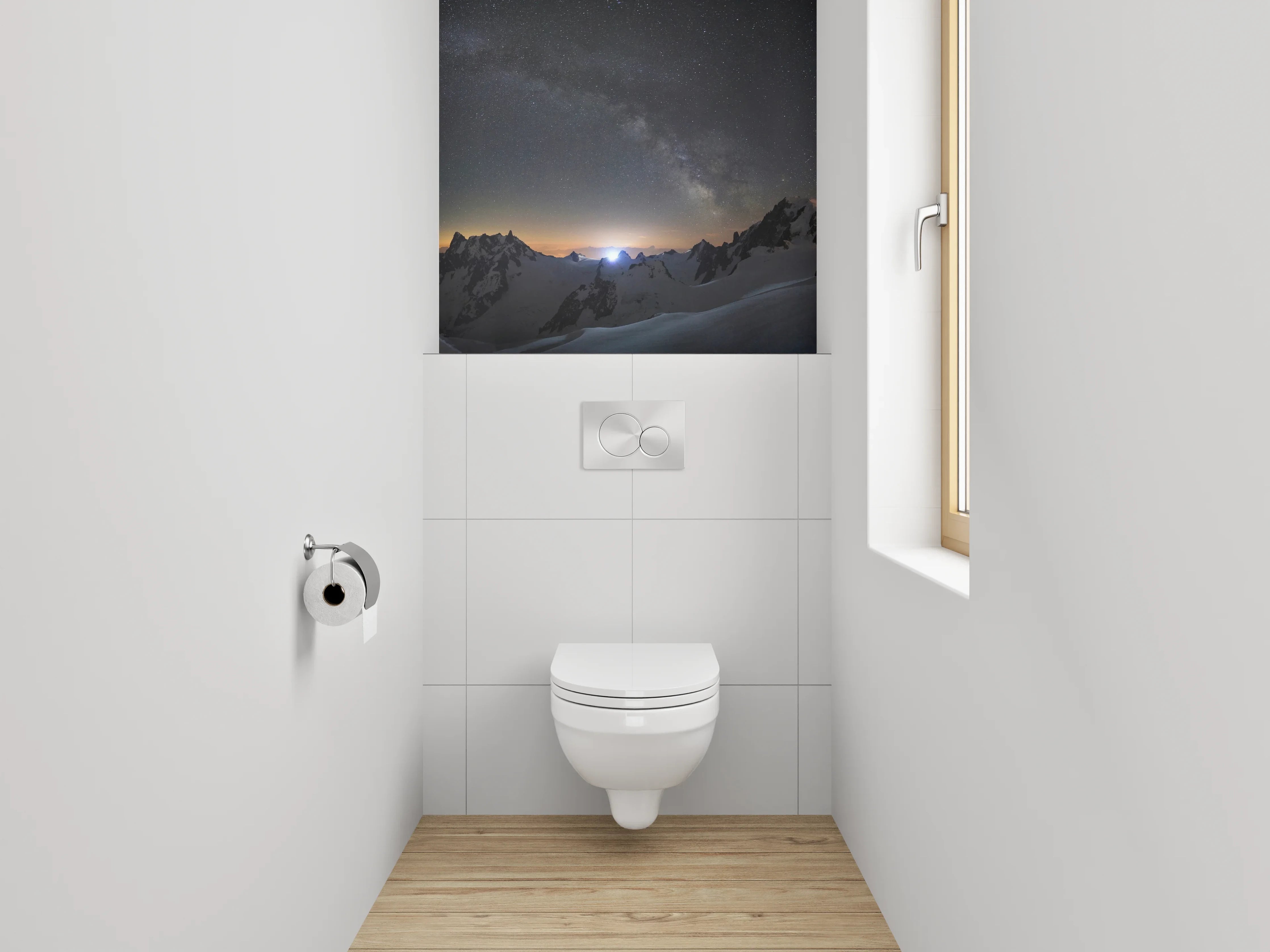 WC-Rückwand - Sternenklare Alpennacht Panorama