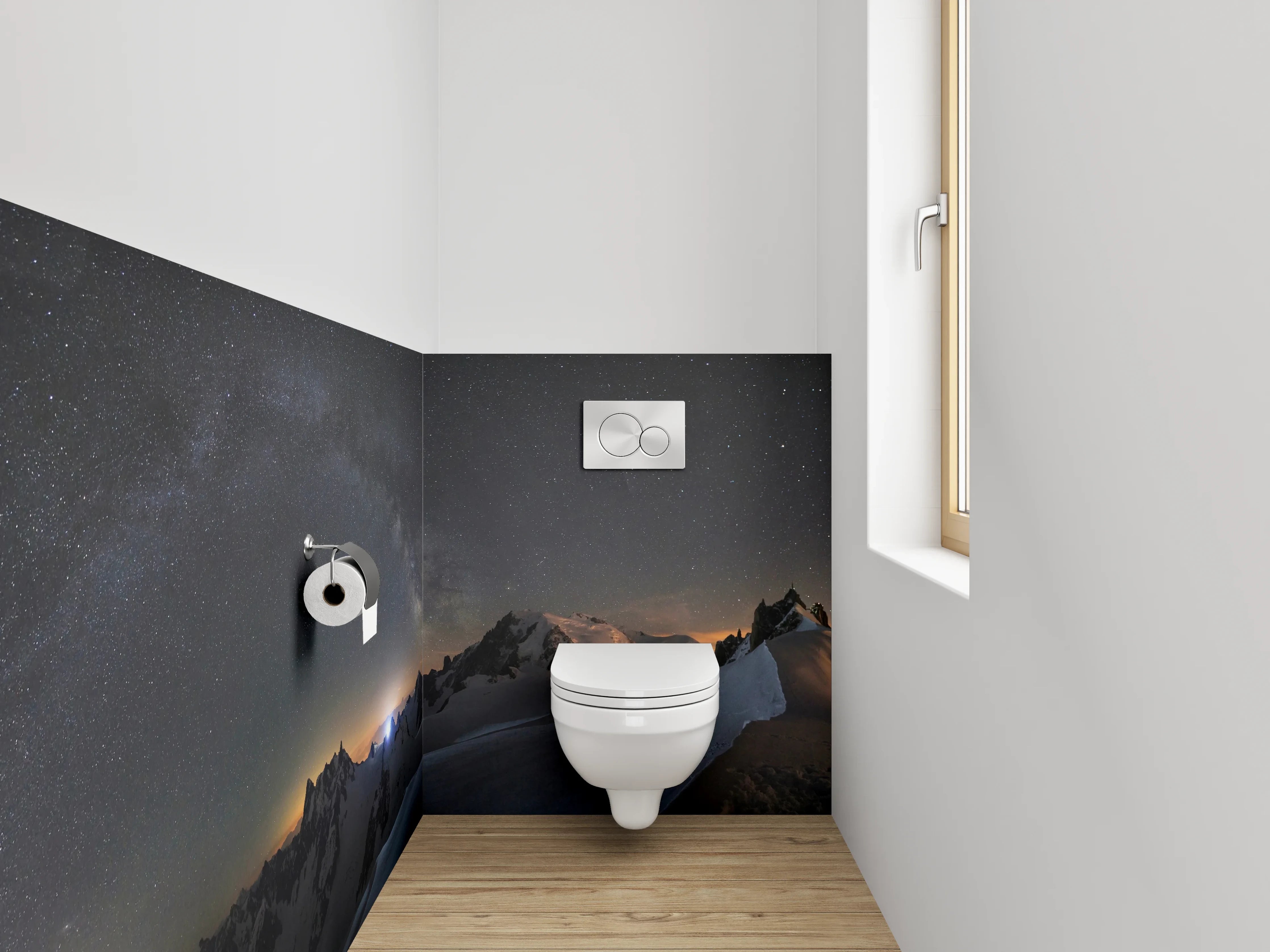 WC-Rückwand - Sternenklare Alpennacht Panorama
