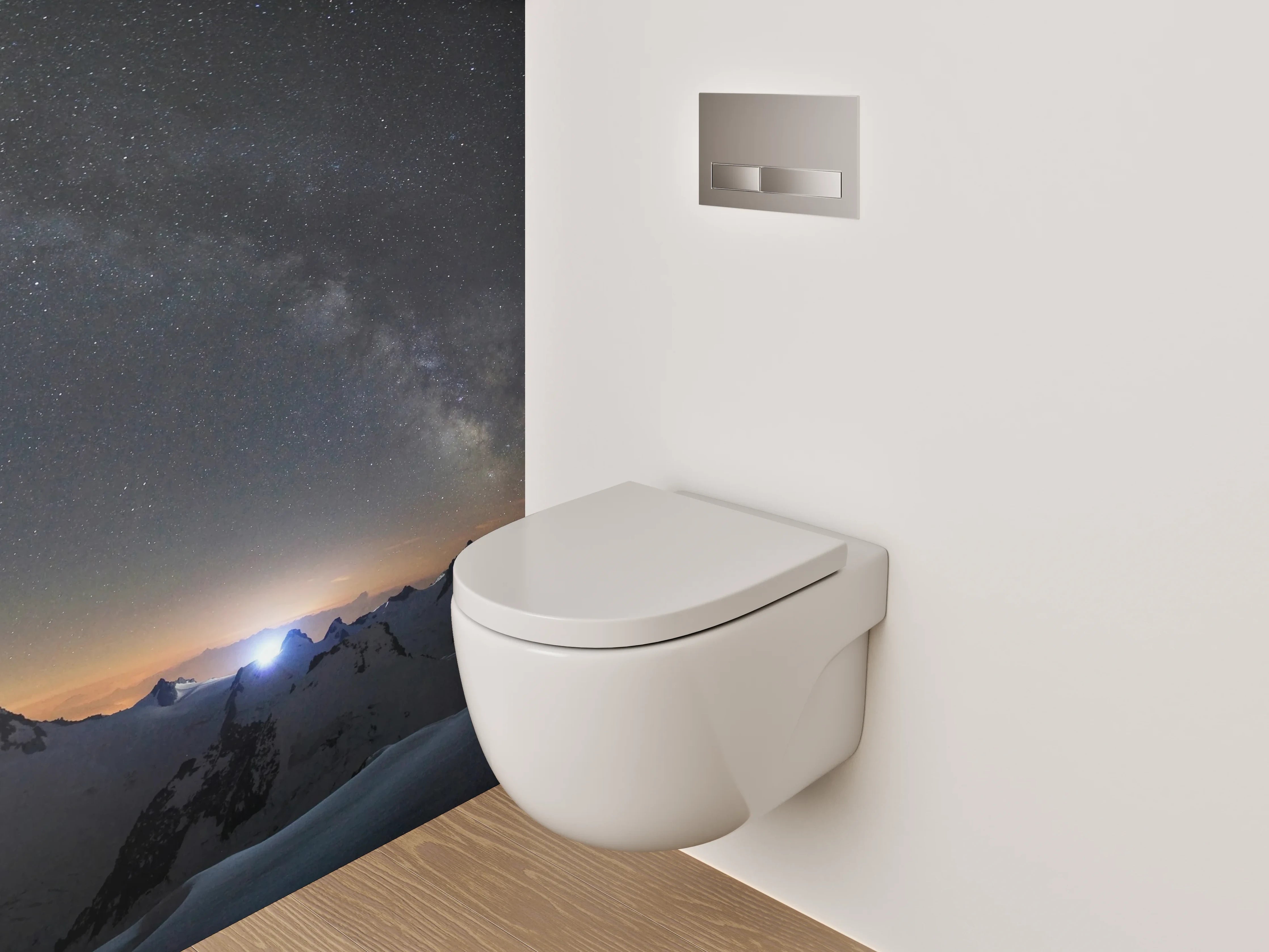 WC-Rückwand - Sternenklare Alpennacht Panorama