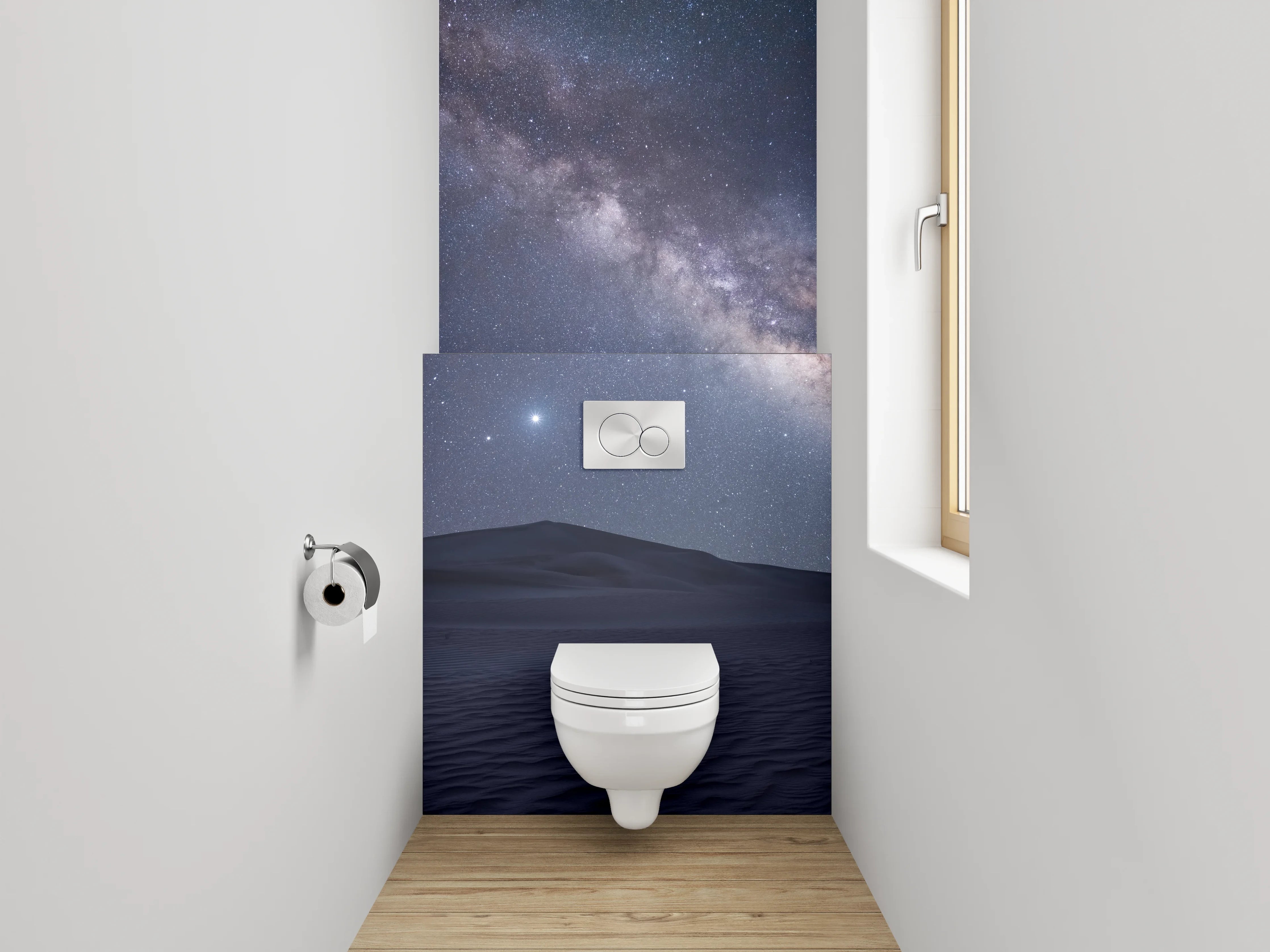 WC-Rückwand - Sternenklare Wüste Milchstraße Wandbild