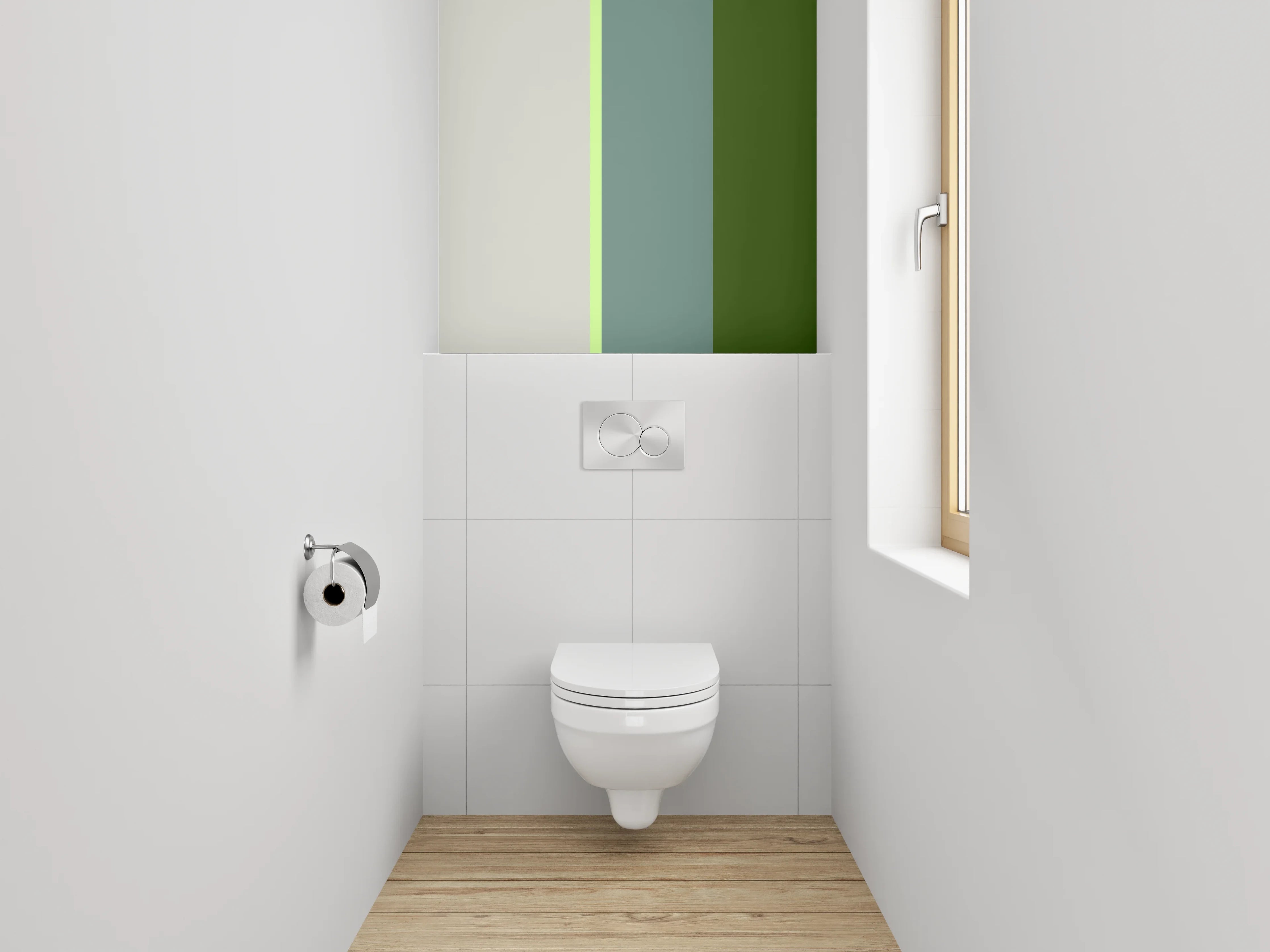 WC-Rückwand - Stilvolle grün-graue Farbflächen