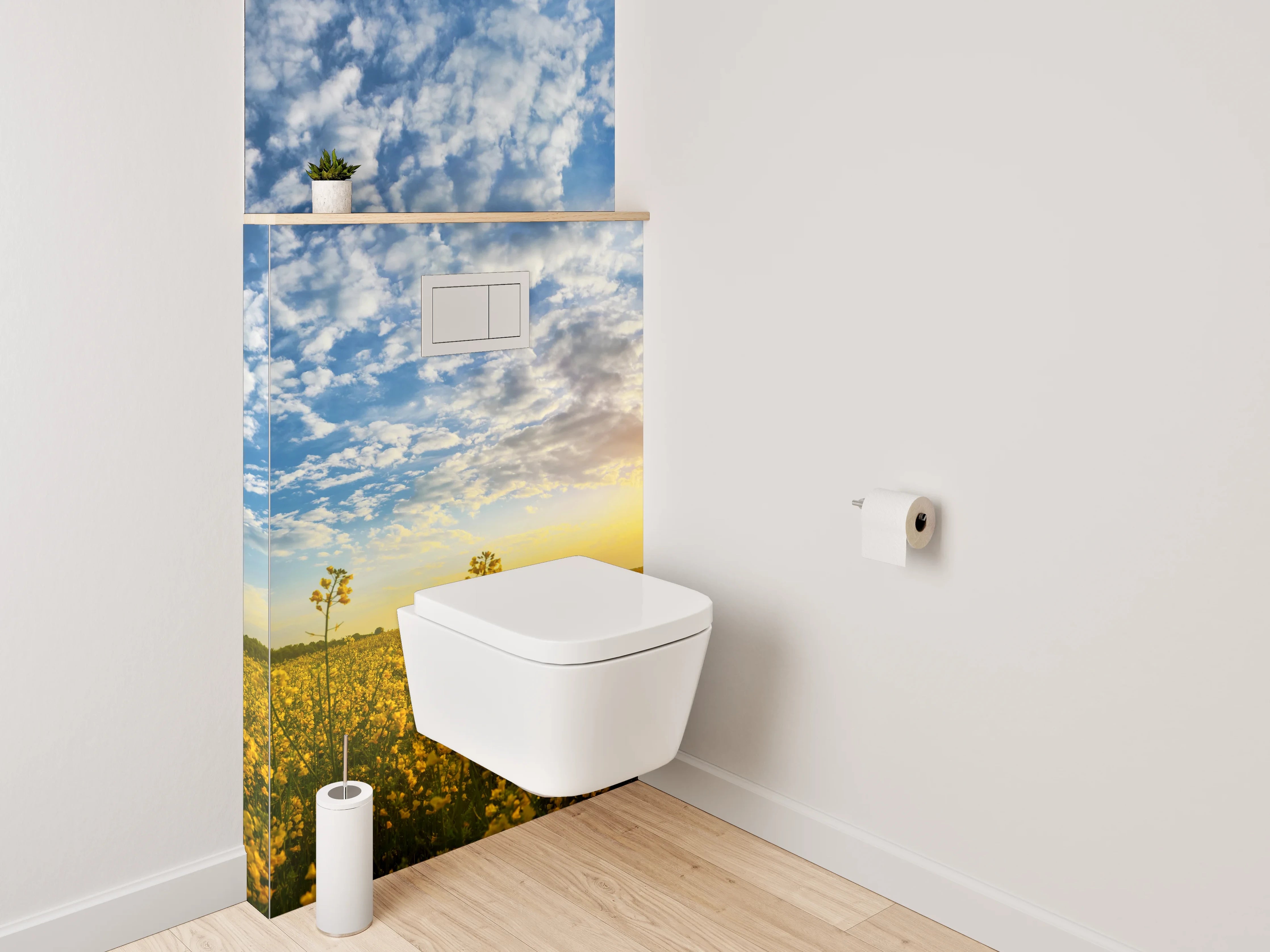 WC-Rückwand - Strahlendes Blumenfeld bei Sonnenuntergang