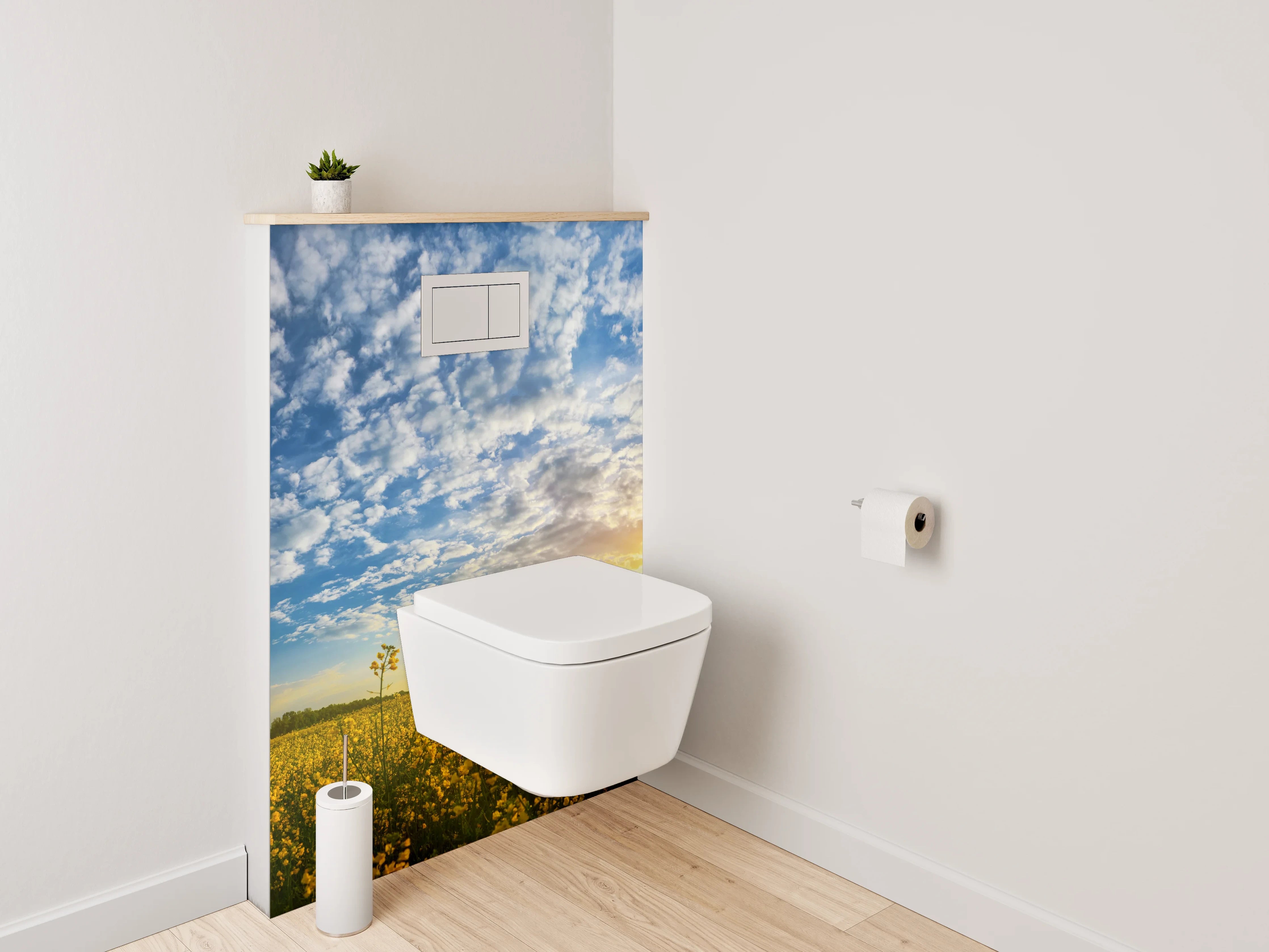WC-Rückwand - Strahlendes Blumenfeld bei Sonnenuntergang