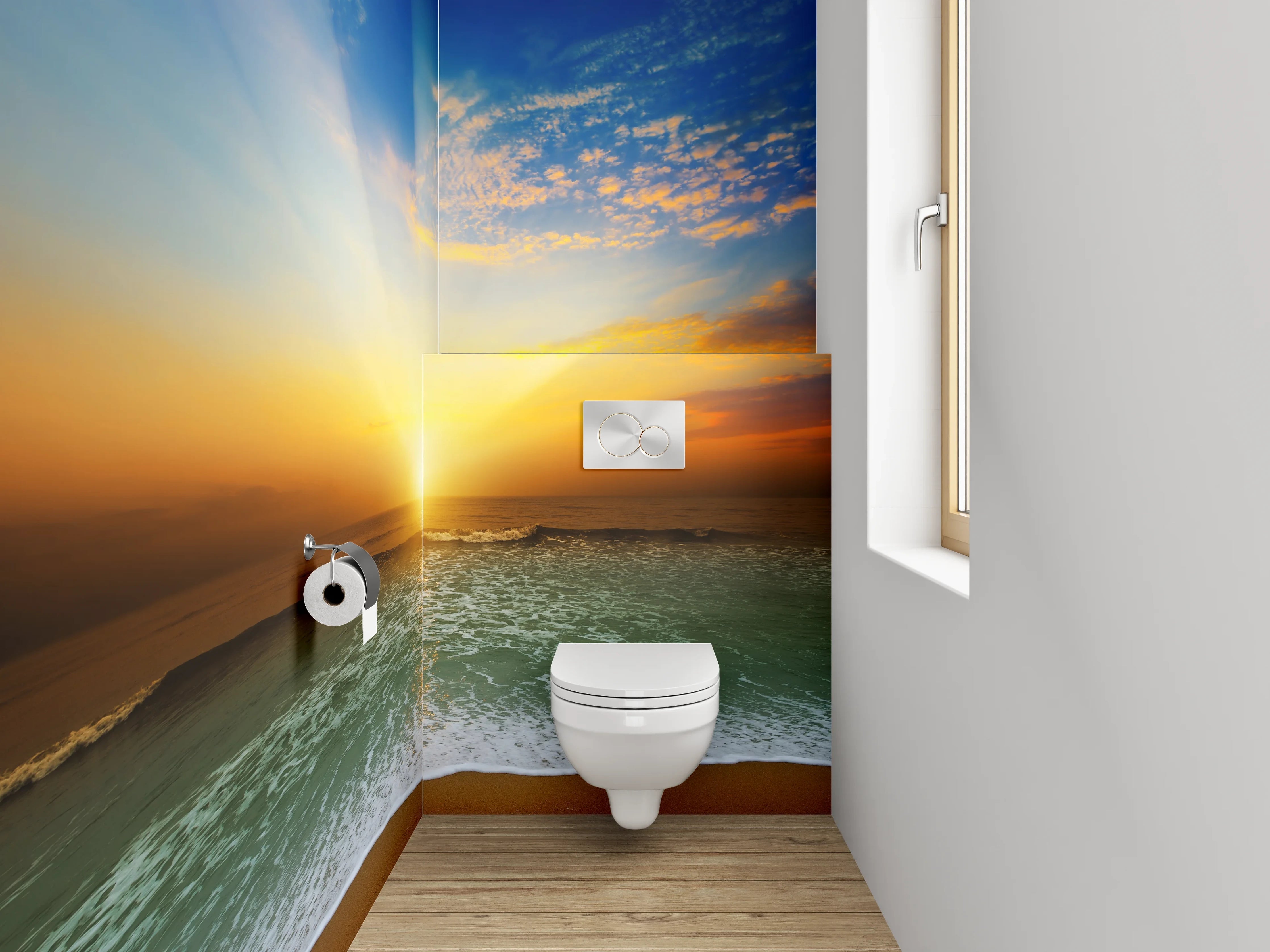 WC-Rückwand - Strand Sonnenaufgang Panorama Fotomotiv