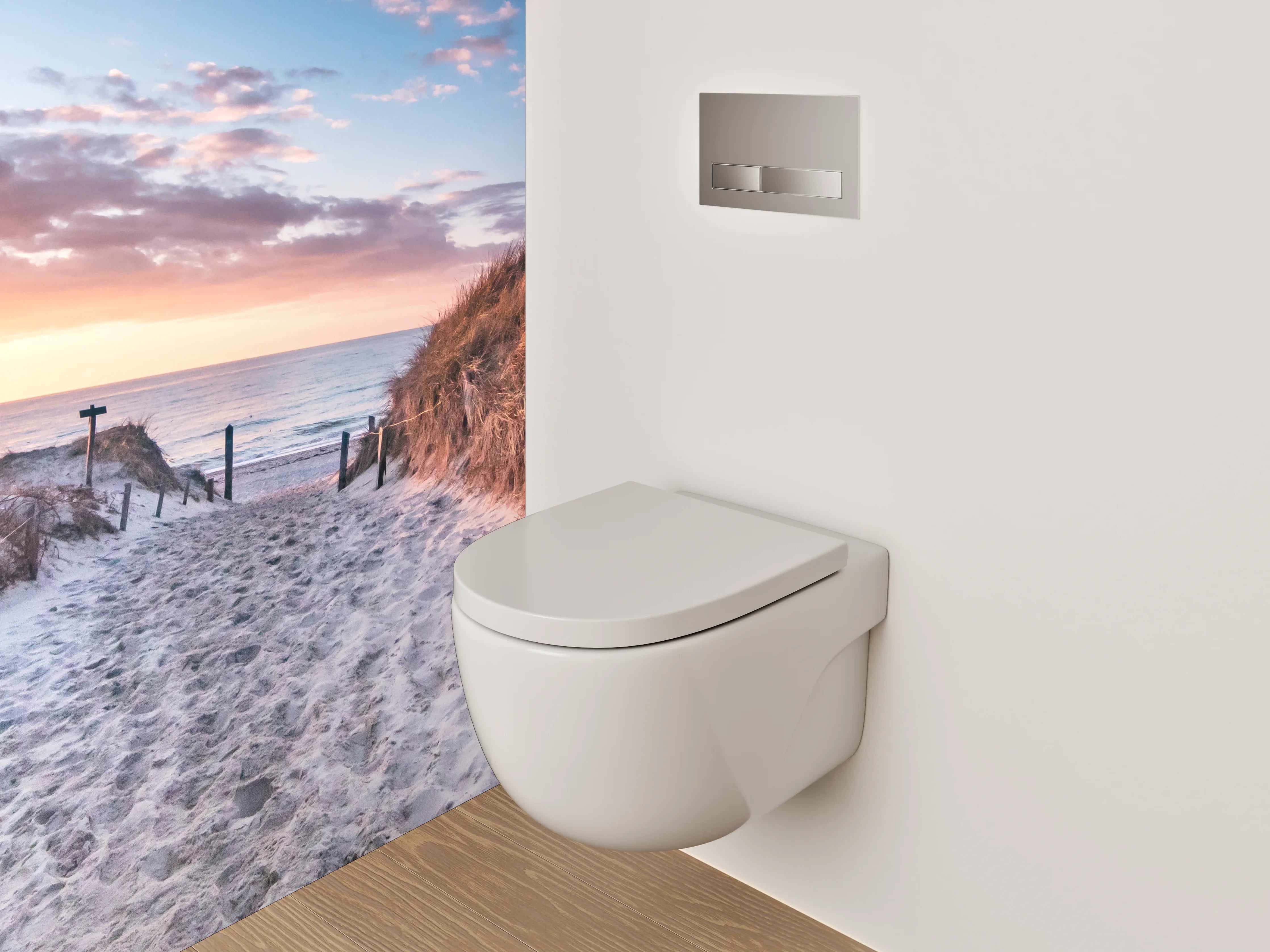 WC-Rückwand - Strand Sonnenuntergang Dünen Panorama