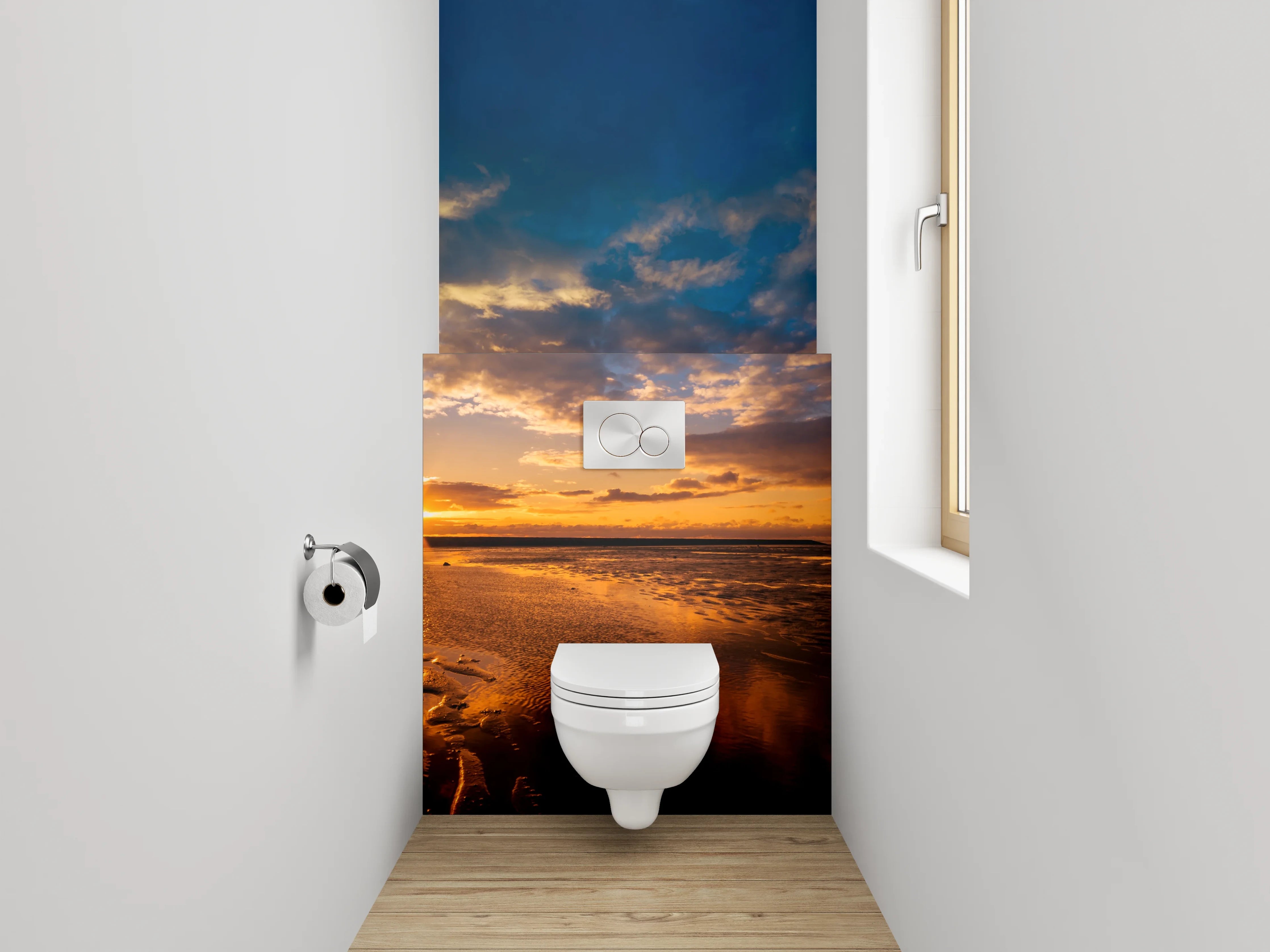 WC-Rückwand - Strand Sonnenuntergang Panorama