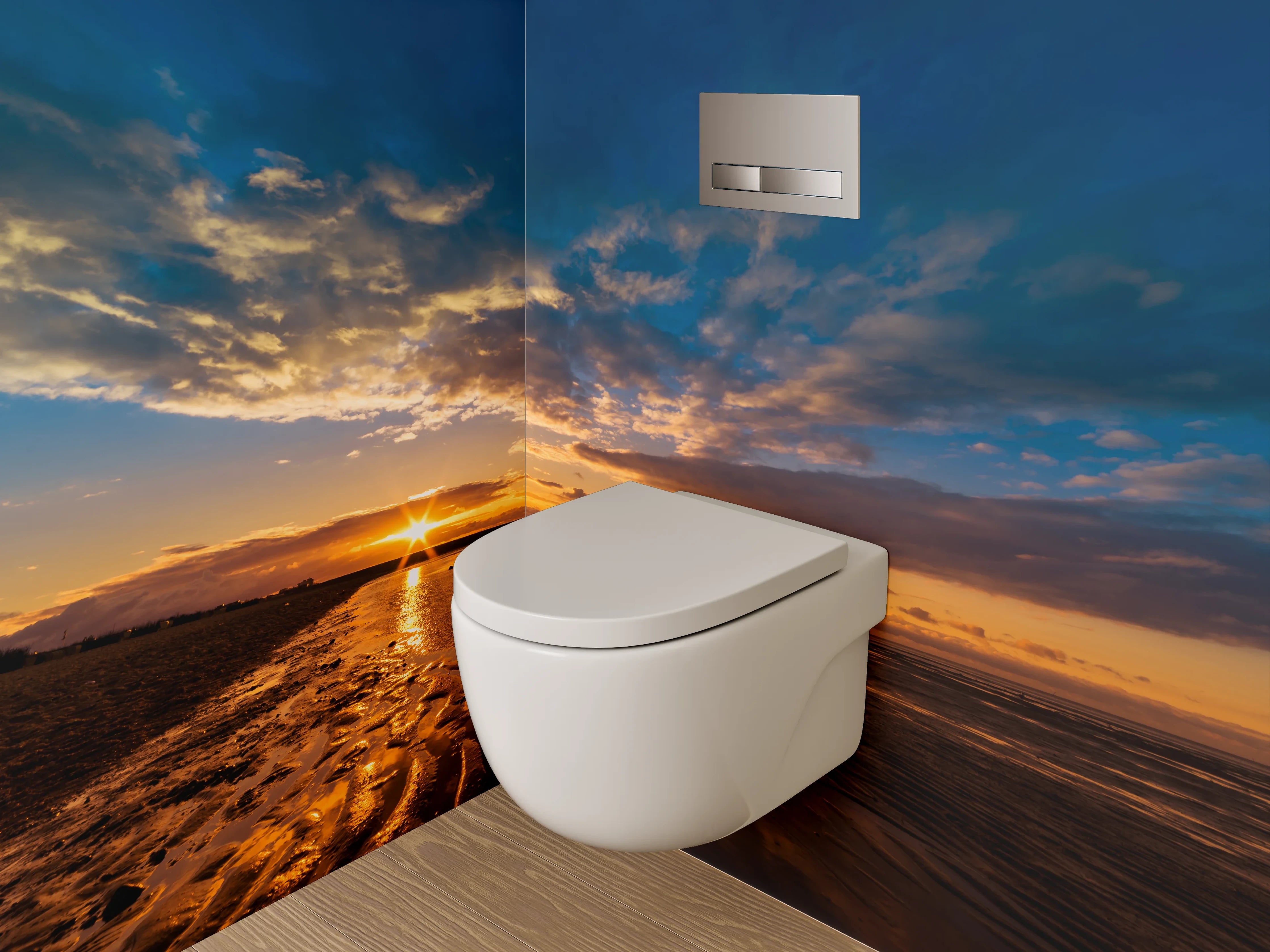 WC-Rückwand - Strand Sonnenuntergang Panorama