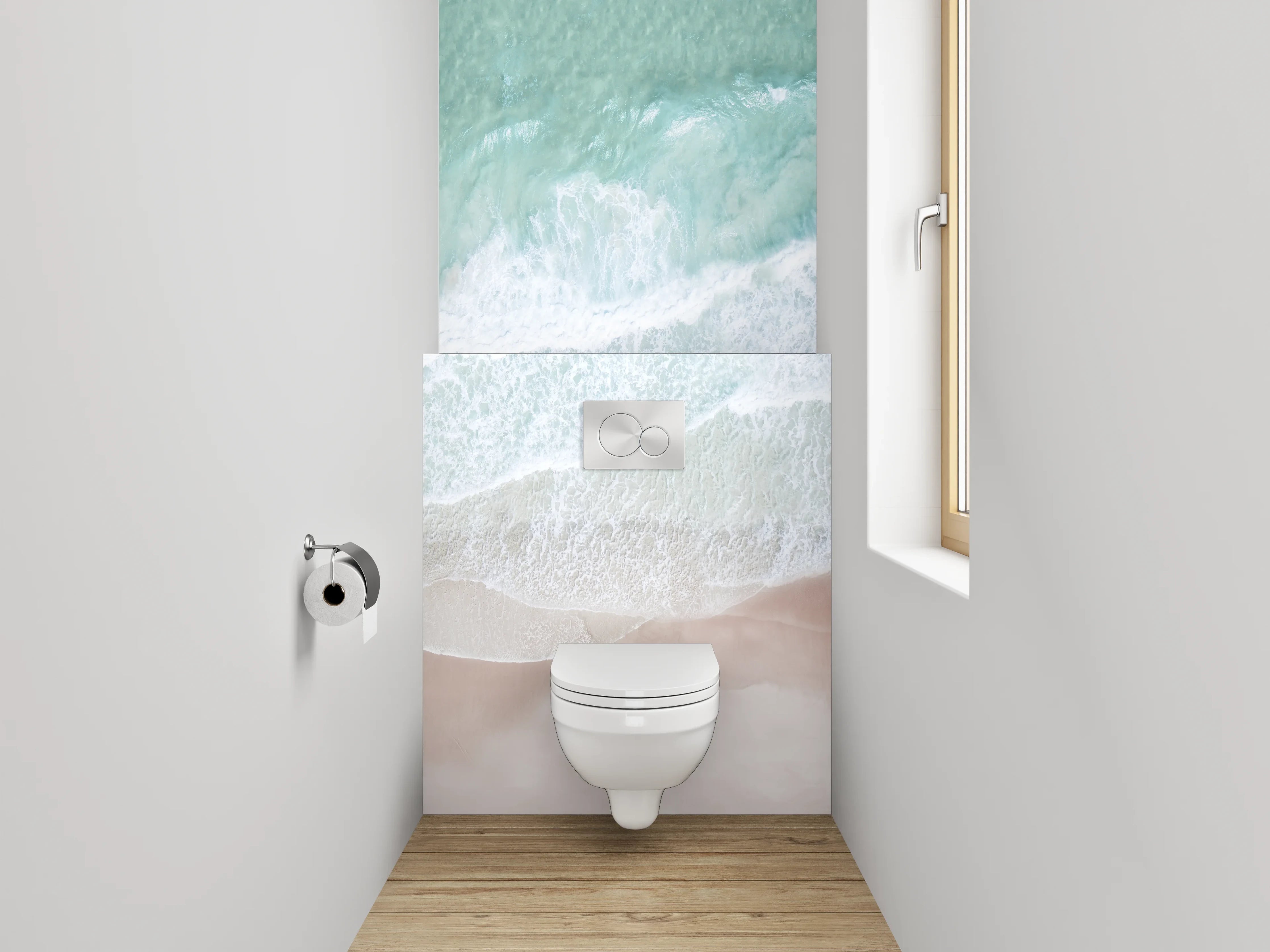 WC-Rückwand - Strand mit türkisfarbenem Wasser und Sand