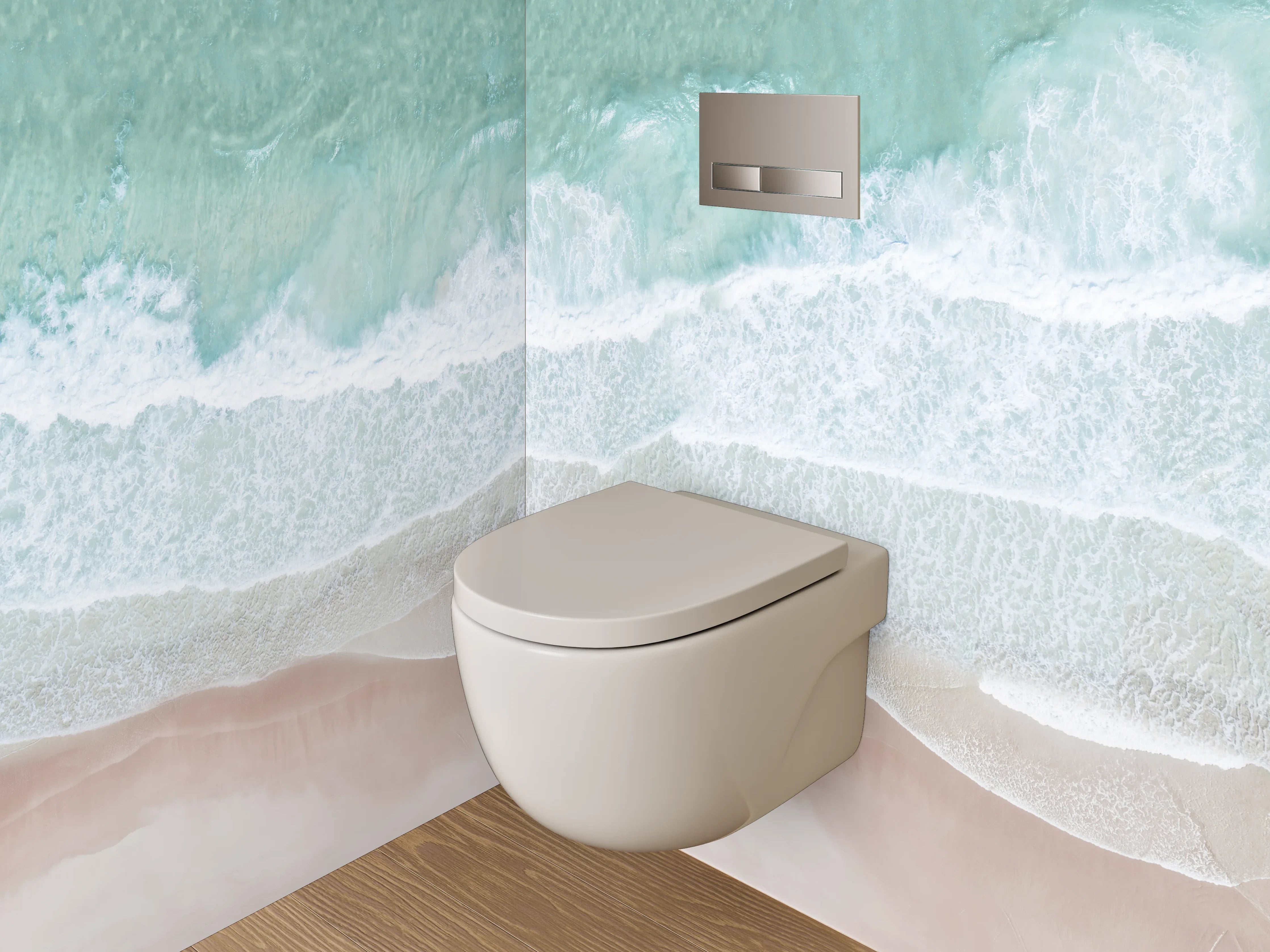 WC-Rückwand - Strand mit türkisfarbenem Wasser und Sand