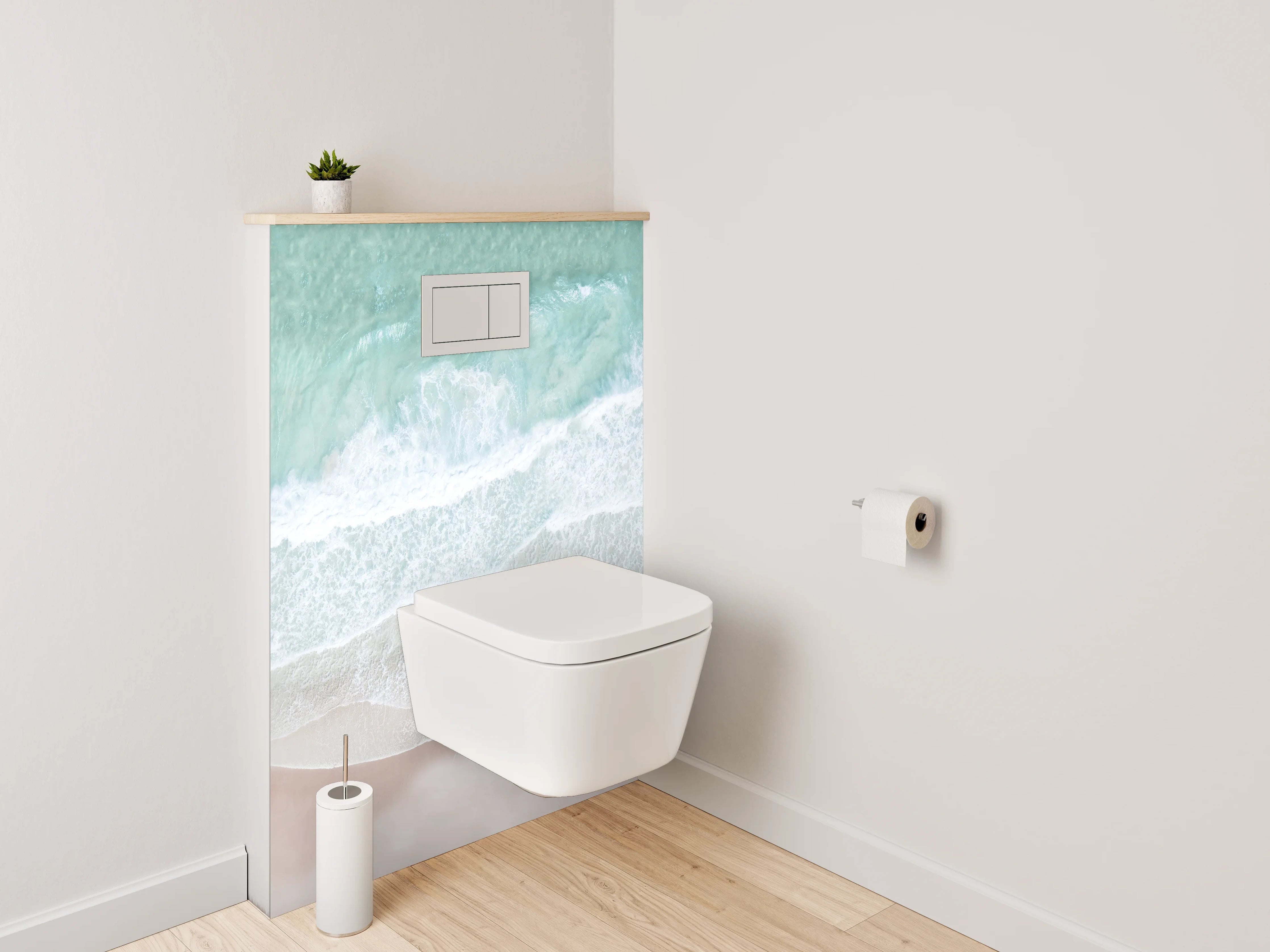 WC-Rückwand - Strand mit türkisfarbenem Wasser und Sand