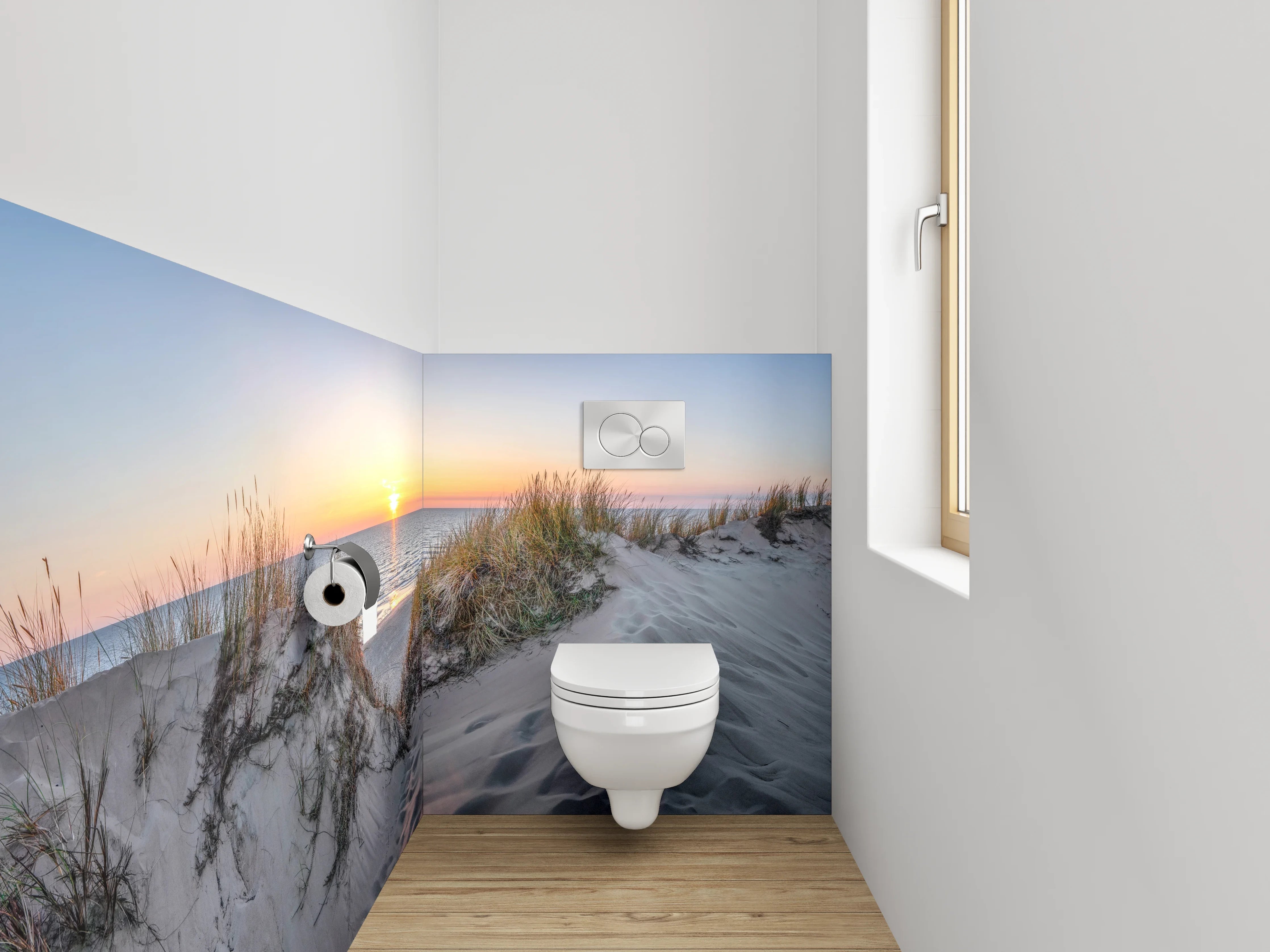 WC-Rückwand - Stranddünen bei Sonnenuntergang Panorama