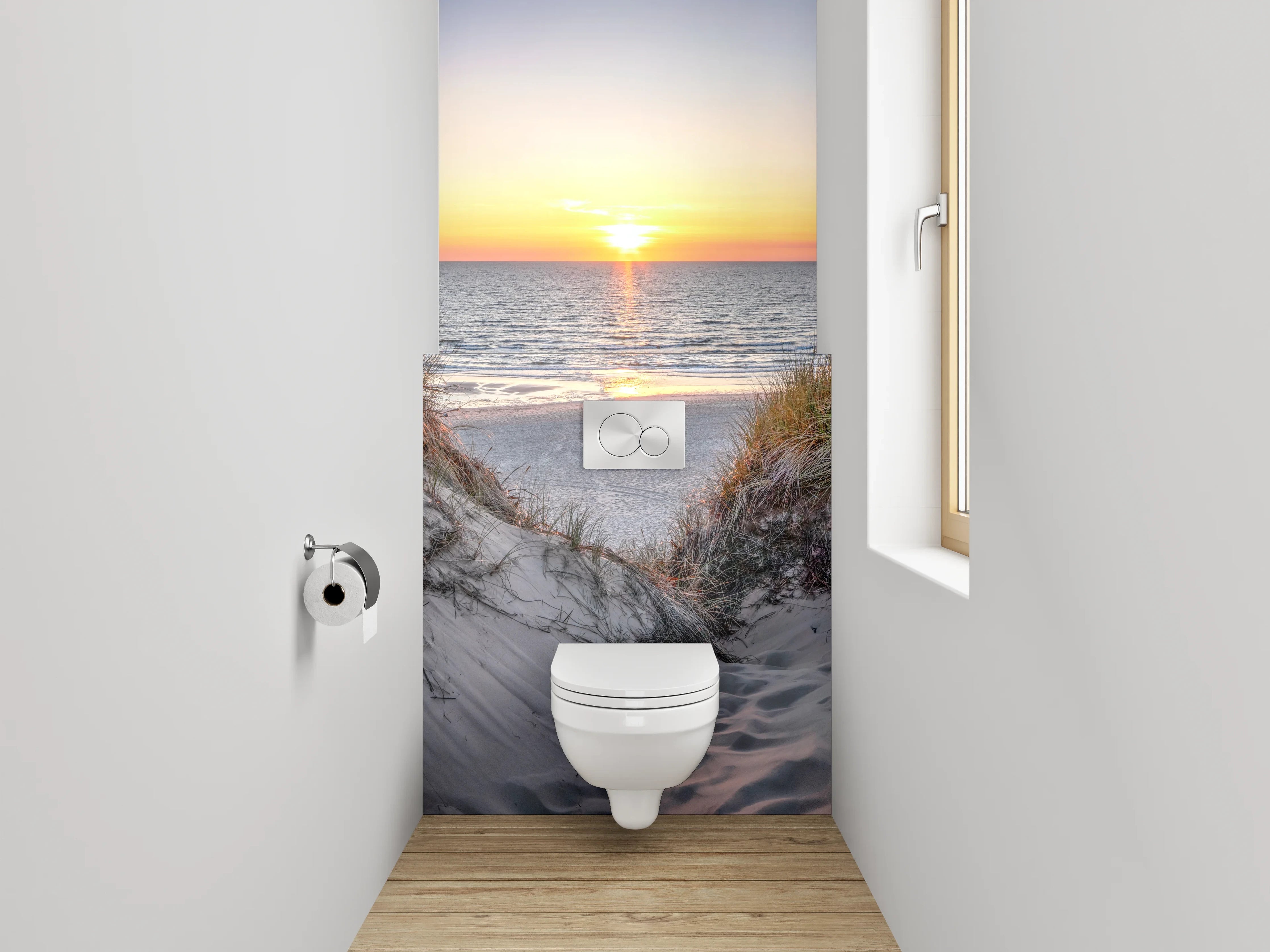 WC-Rückwand - Stranddünen bei Sonnenuntergang Panorama