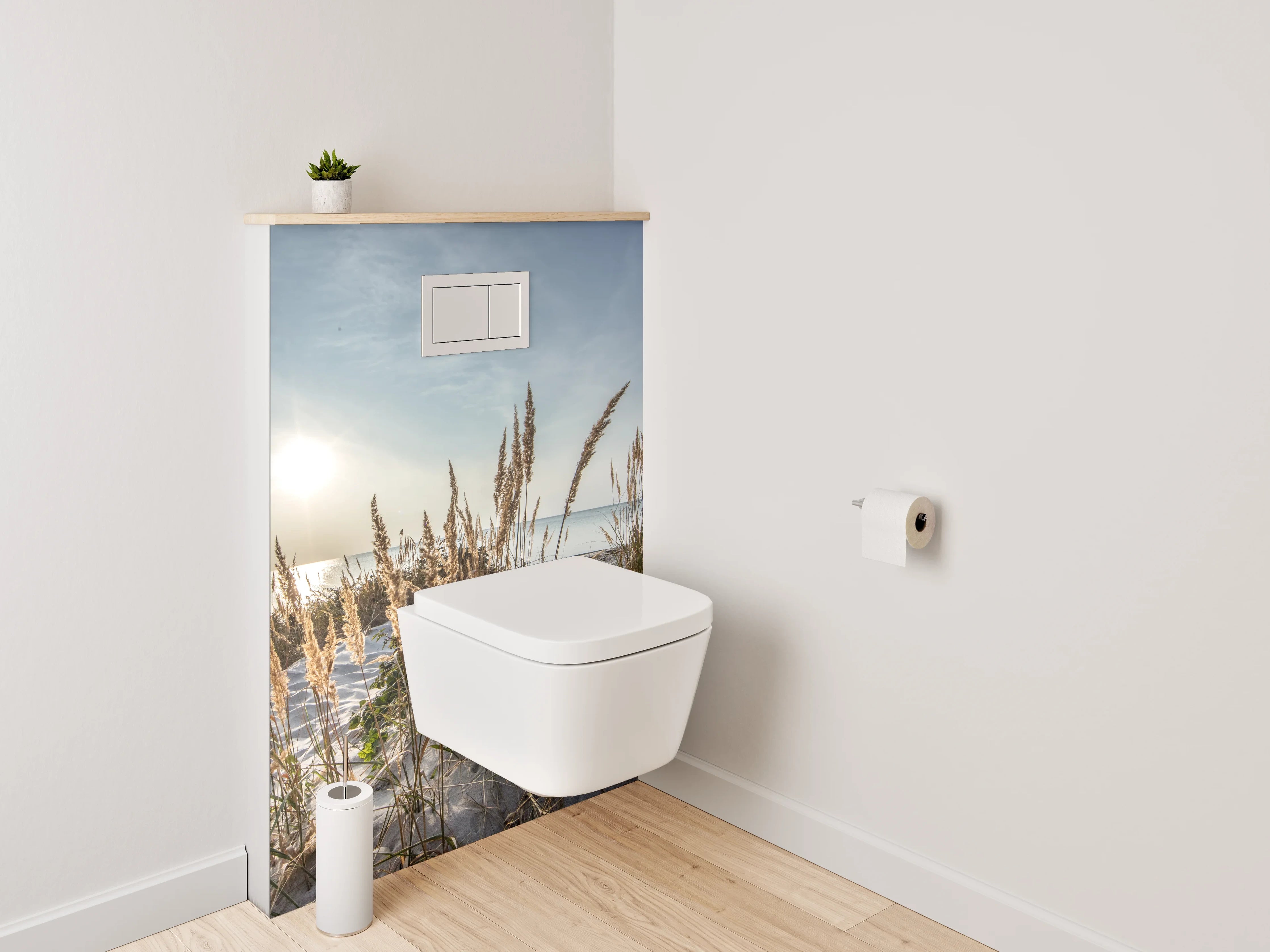 WC-Rückwand - Strandgras am Meer – Sonnenaufgang
