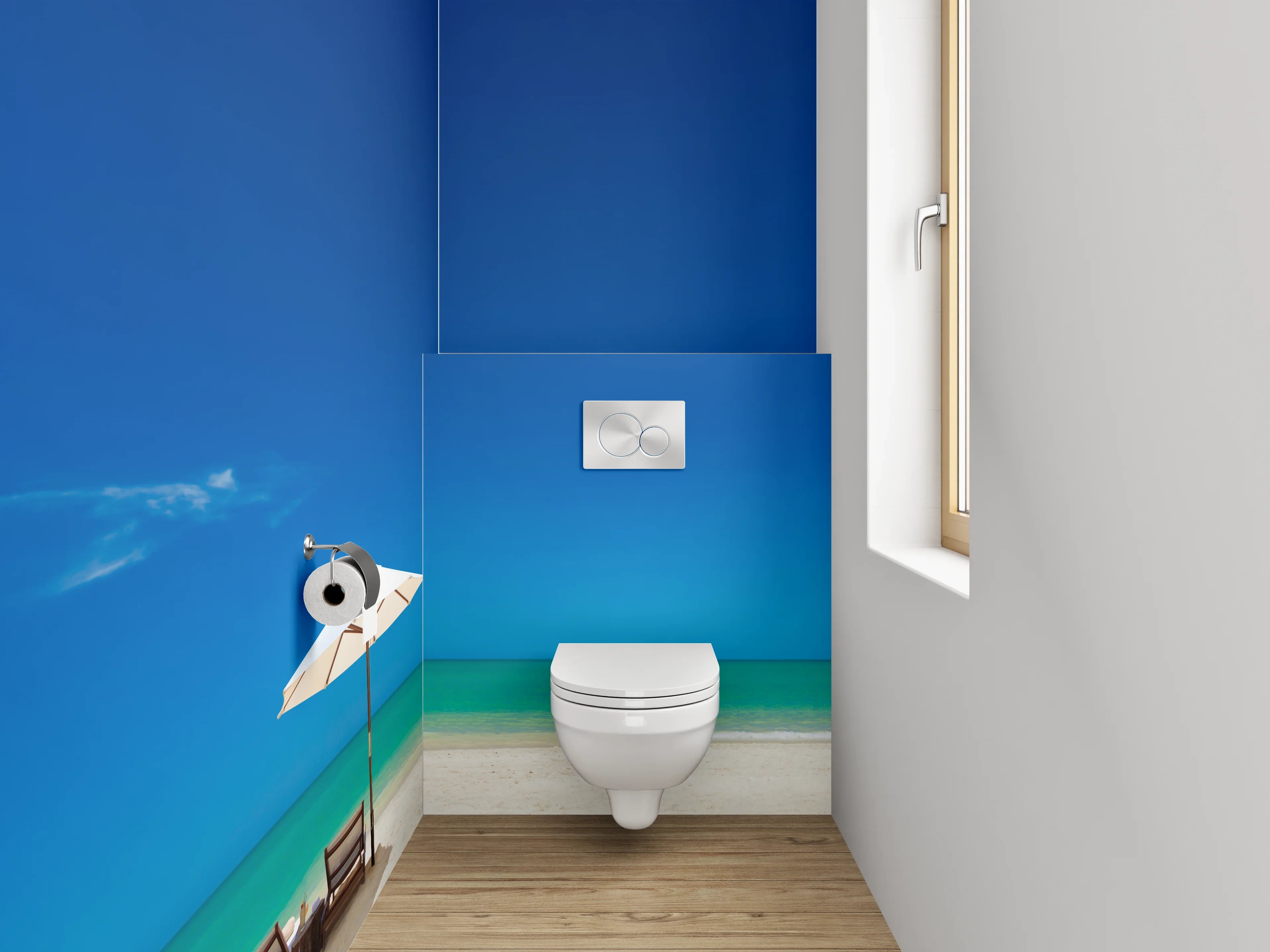 WC-Rückwand - Strandurlaub unter blauem Himmel