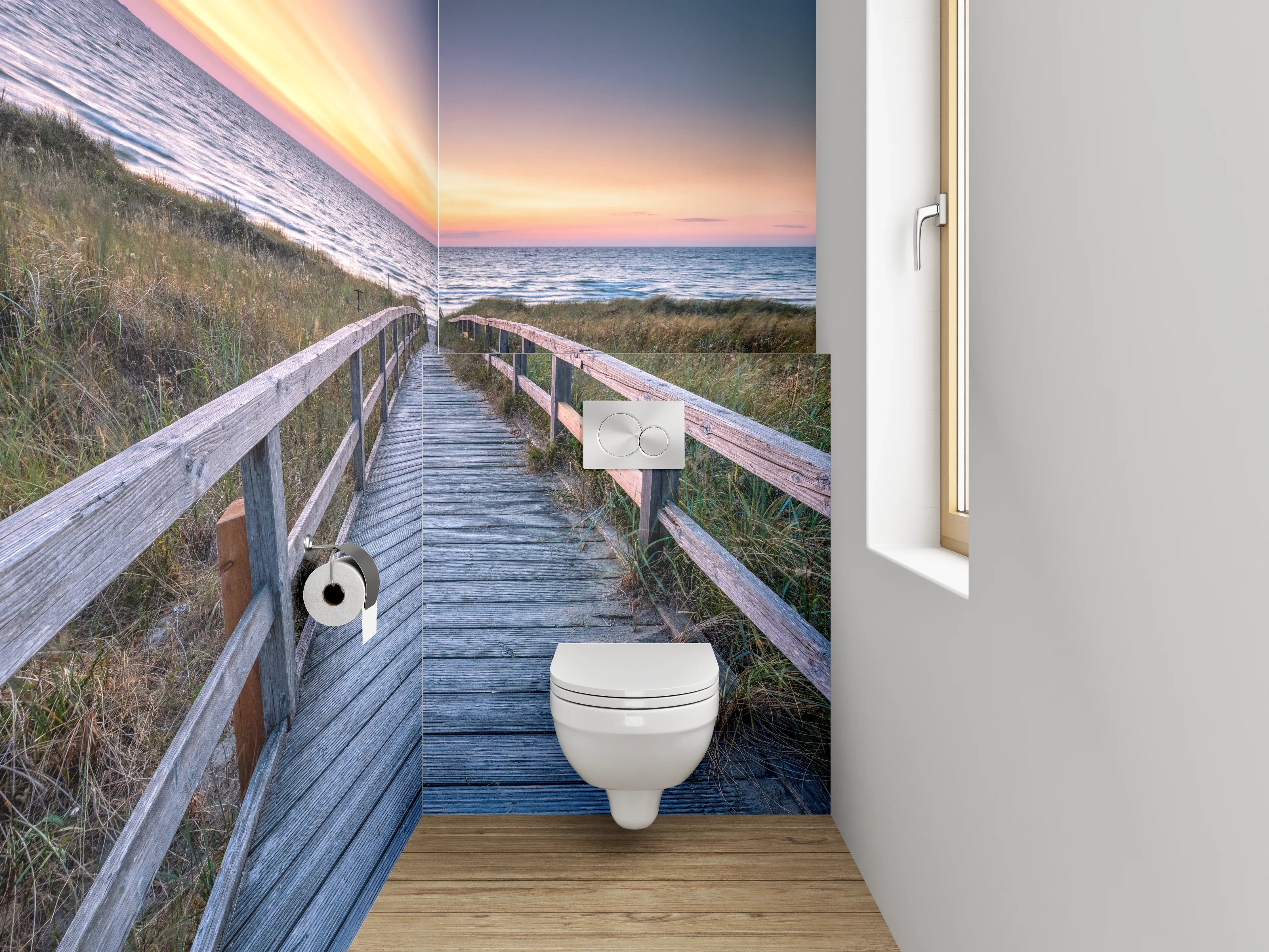 WC-Rückwand - Strandweg zum Sonnenuntergang