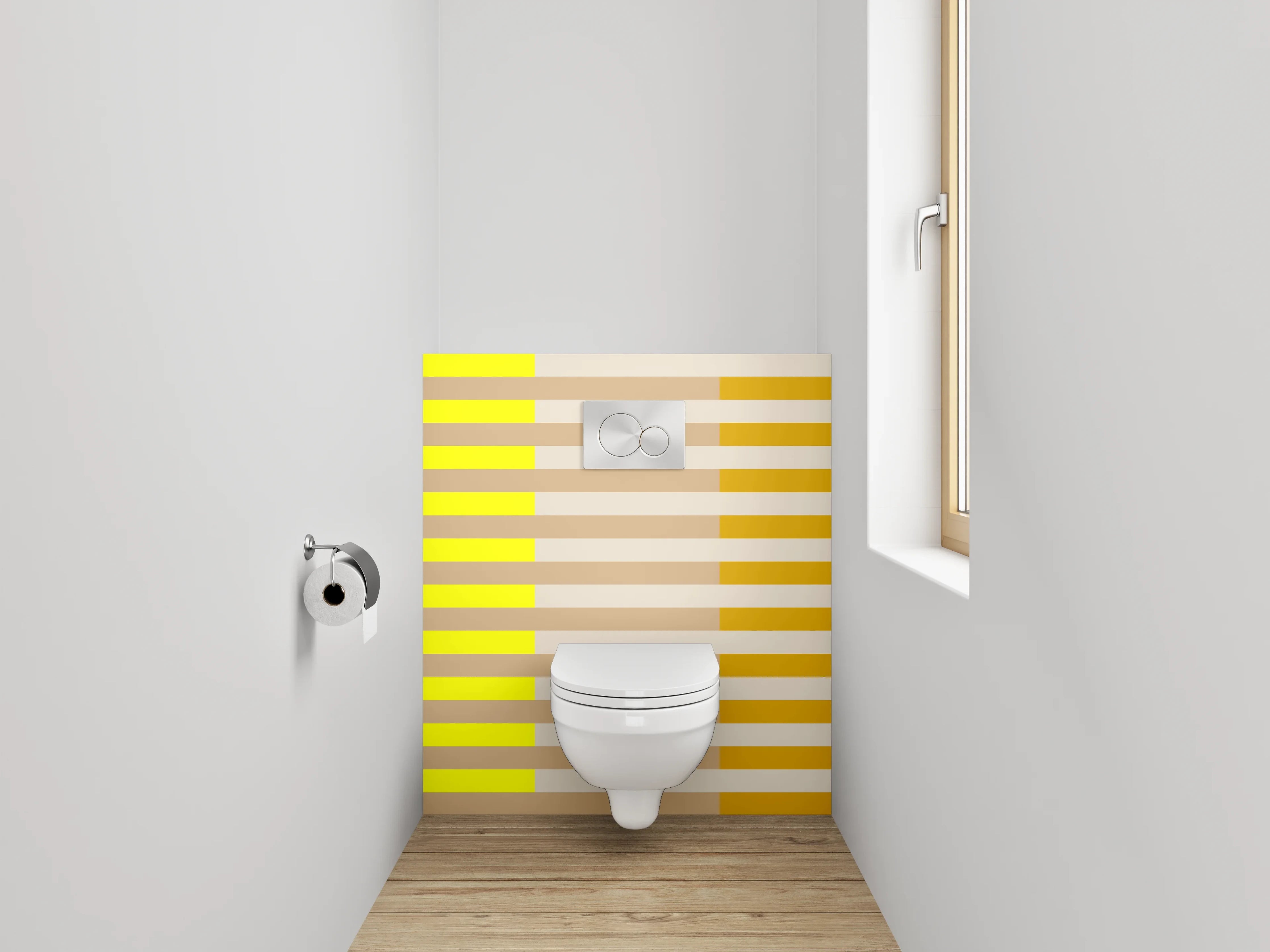 WC-Rückwand - Streifen Gelb Beige Braun Modern