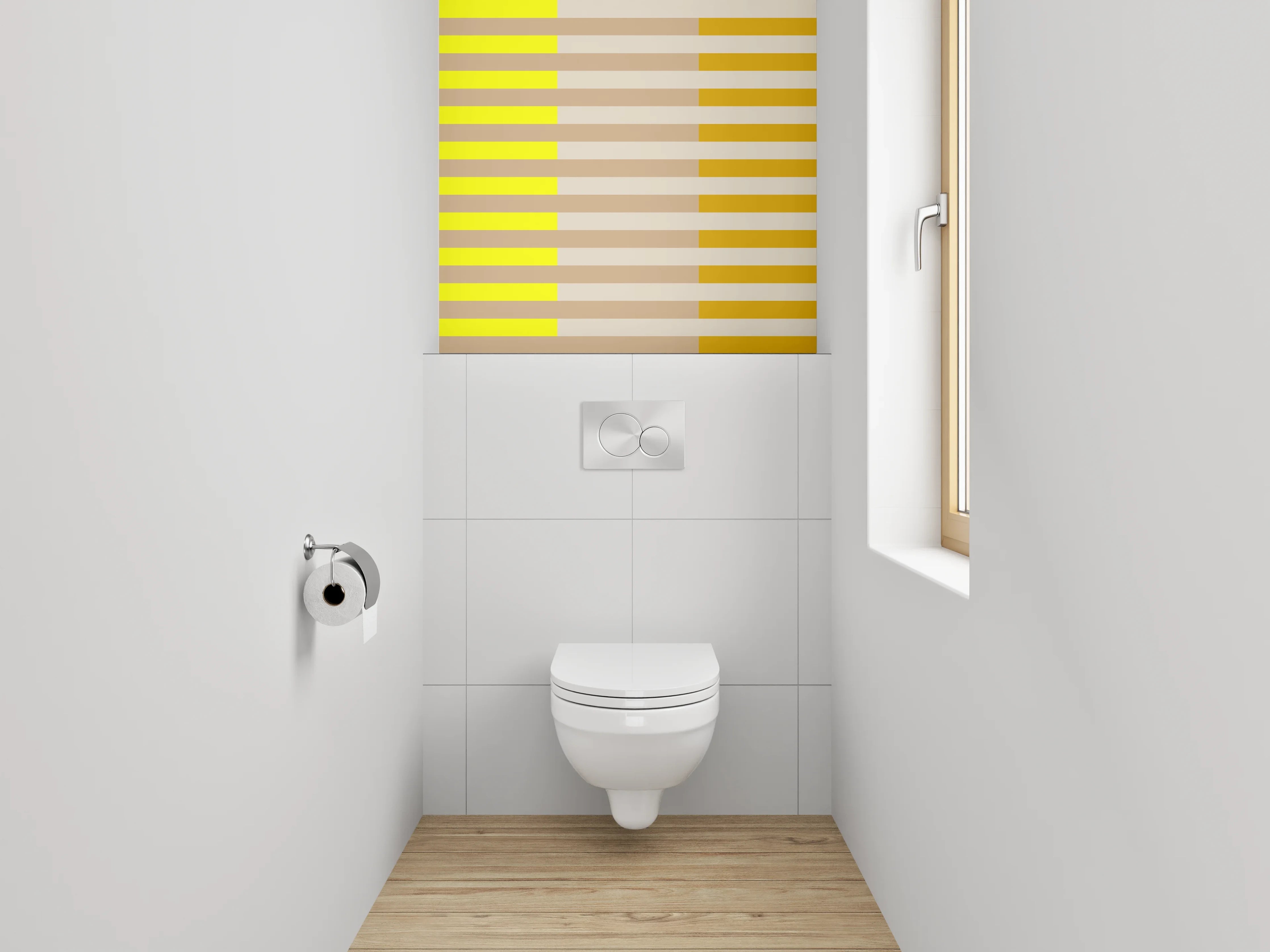 WC-Rückwand - Streifen Gelb Beige Braun Modern