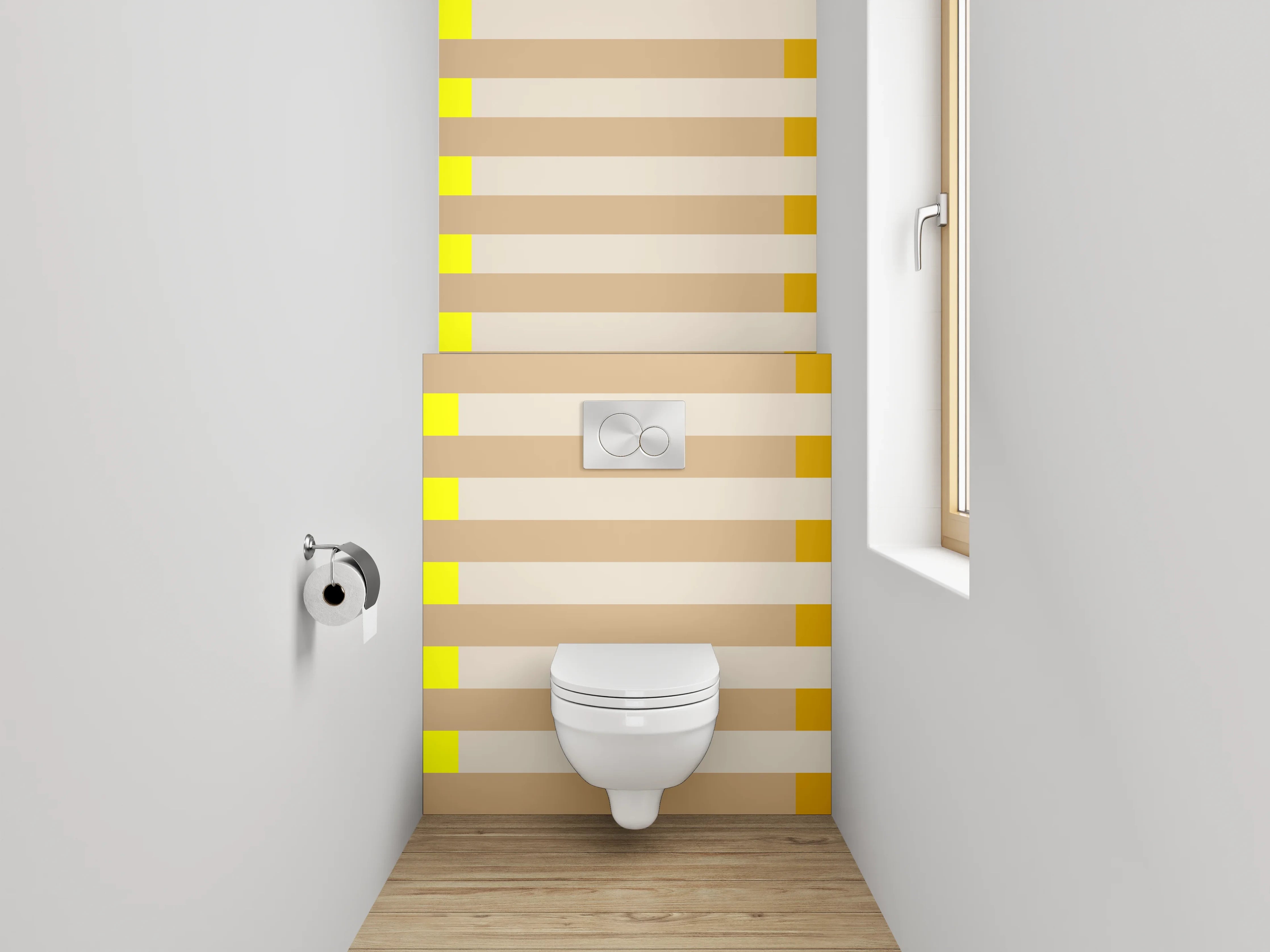 WC-Rückwand - Streifen Gelb Beige Braun Modern