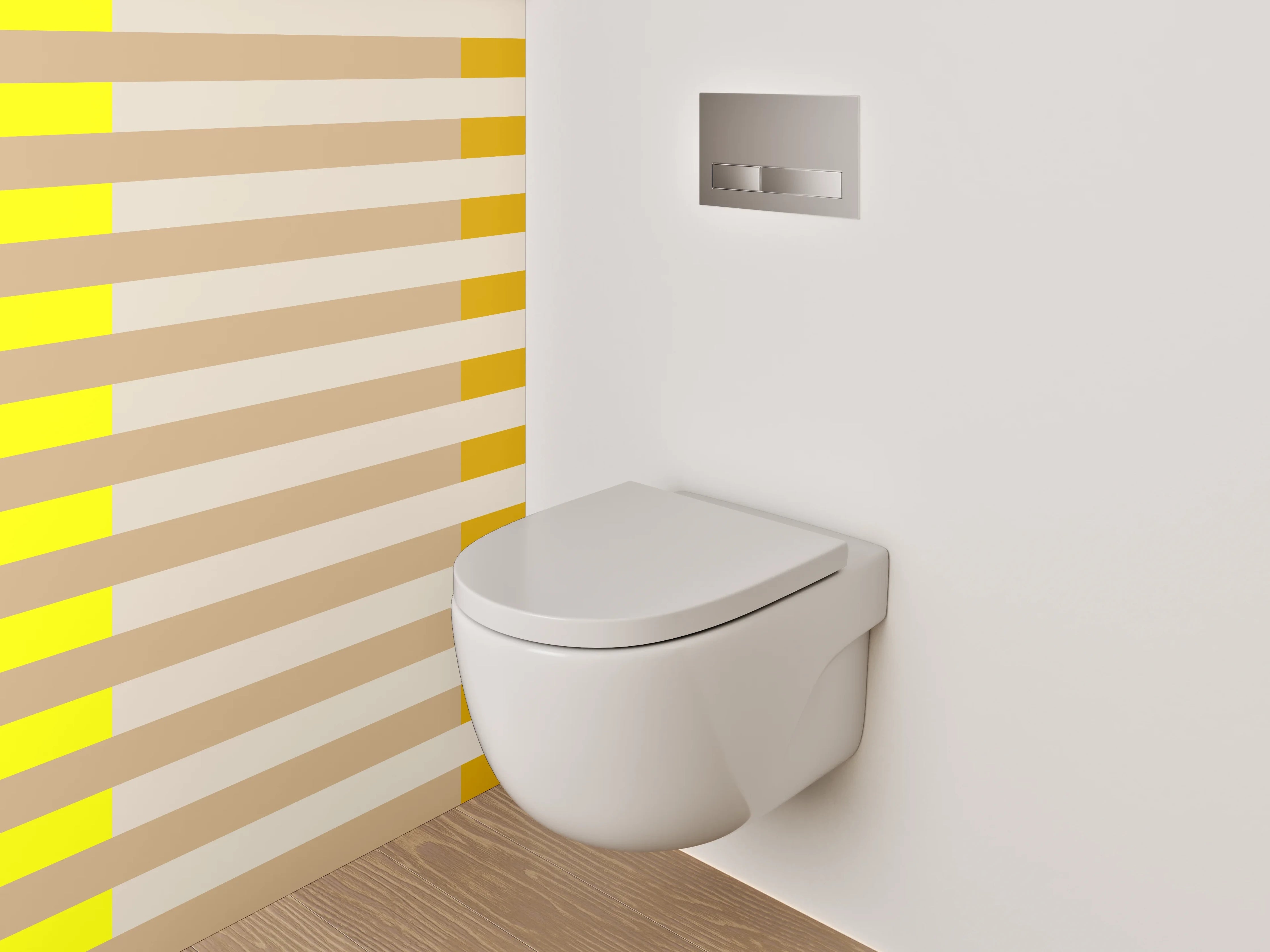 WC-Rückwand - Streifen Gelb Beige Braun Modern