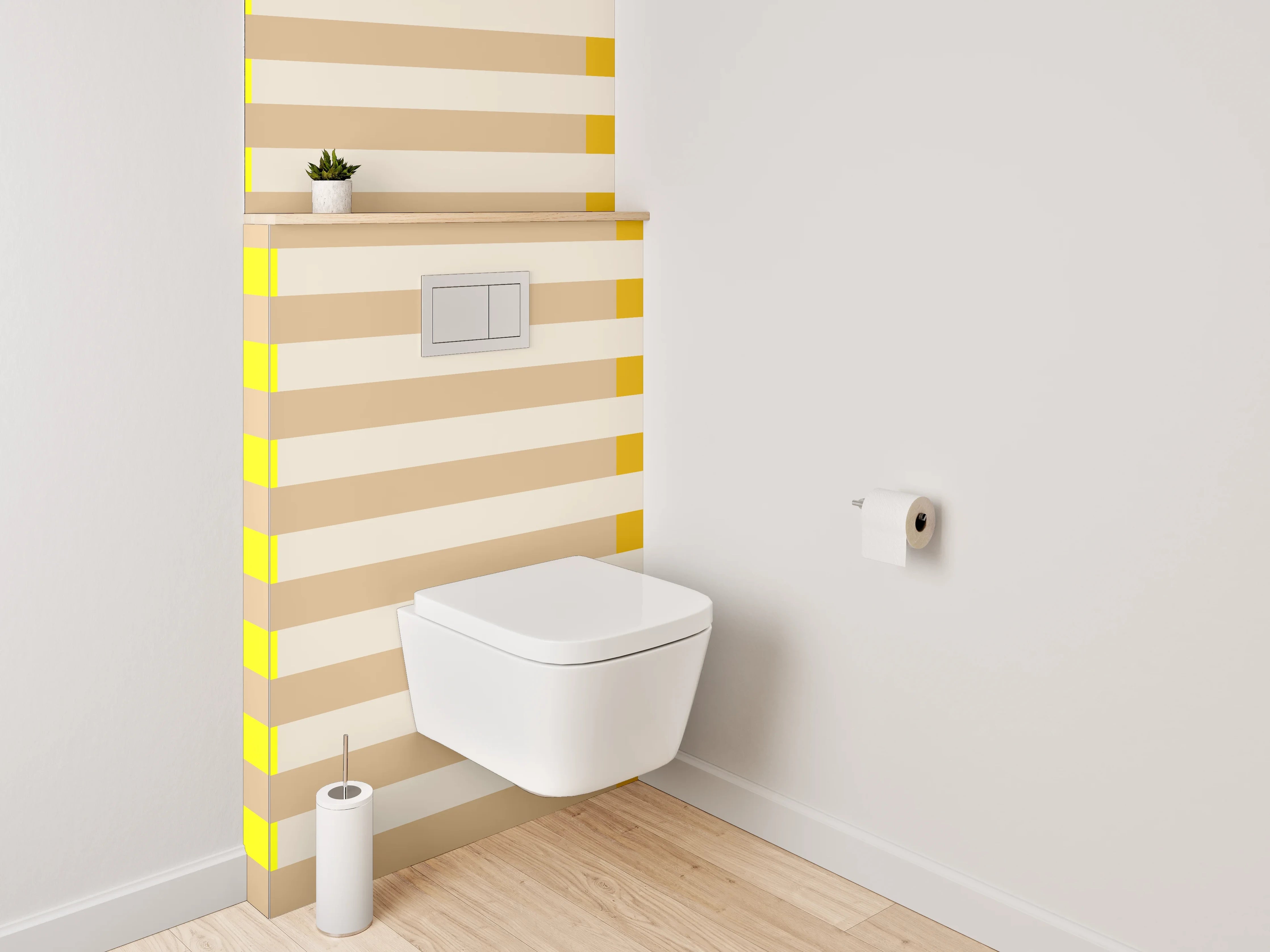 WC-Rückwand - Streifen Gelb Beige Braun Modern