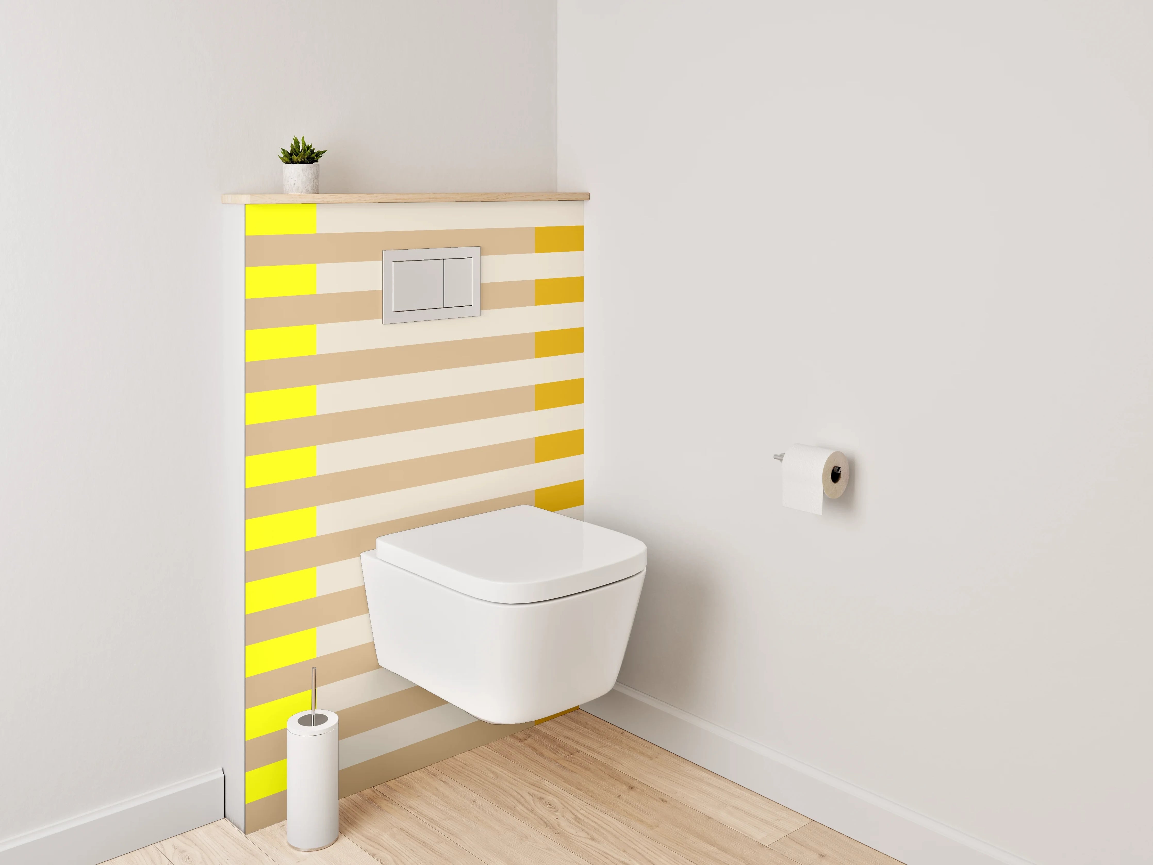 WC-Rückwand - Streifen Gelb Beige Braun Modern